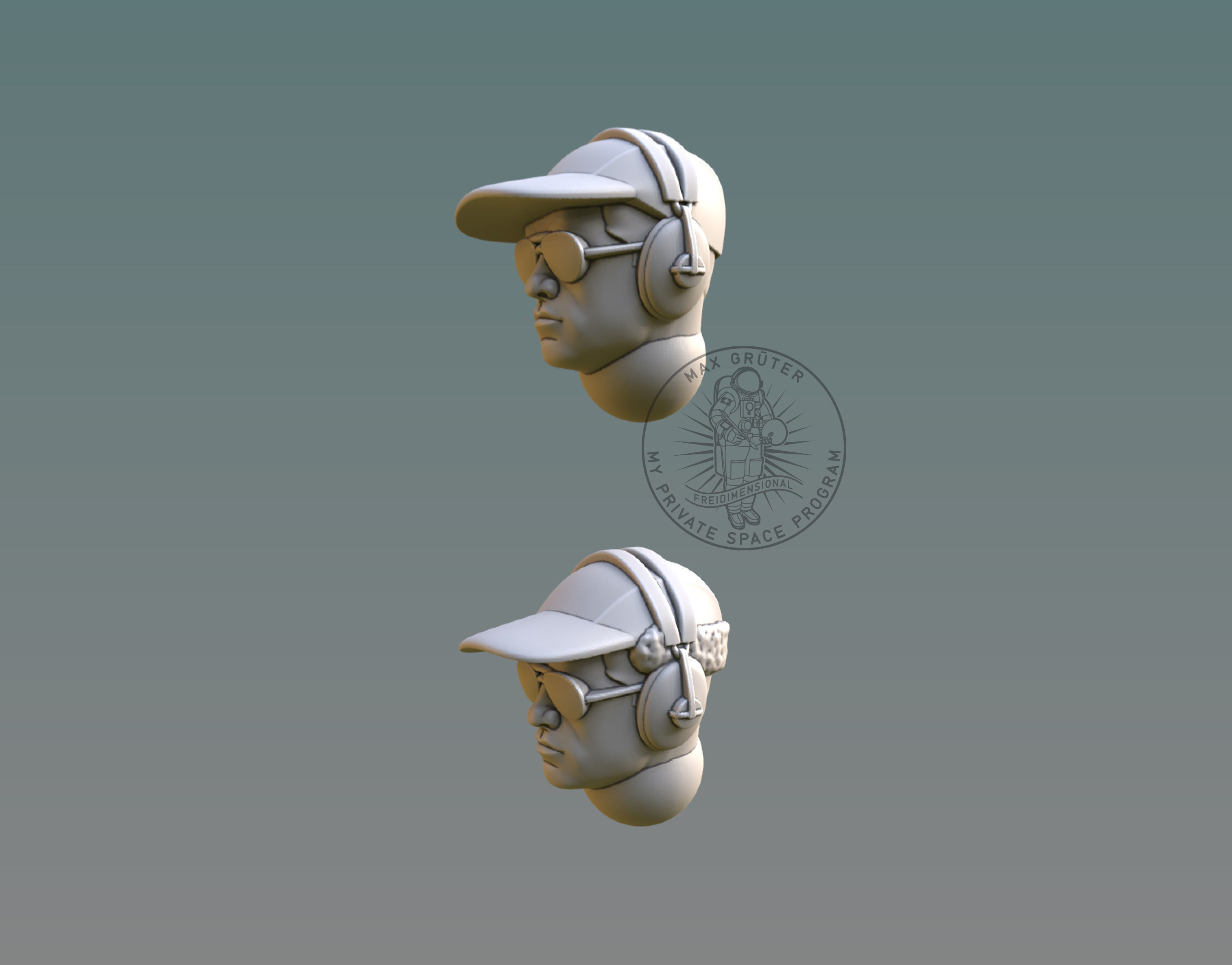 Pilot Head  With B-Cap 3D print model_2