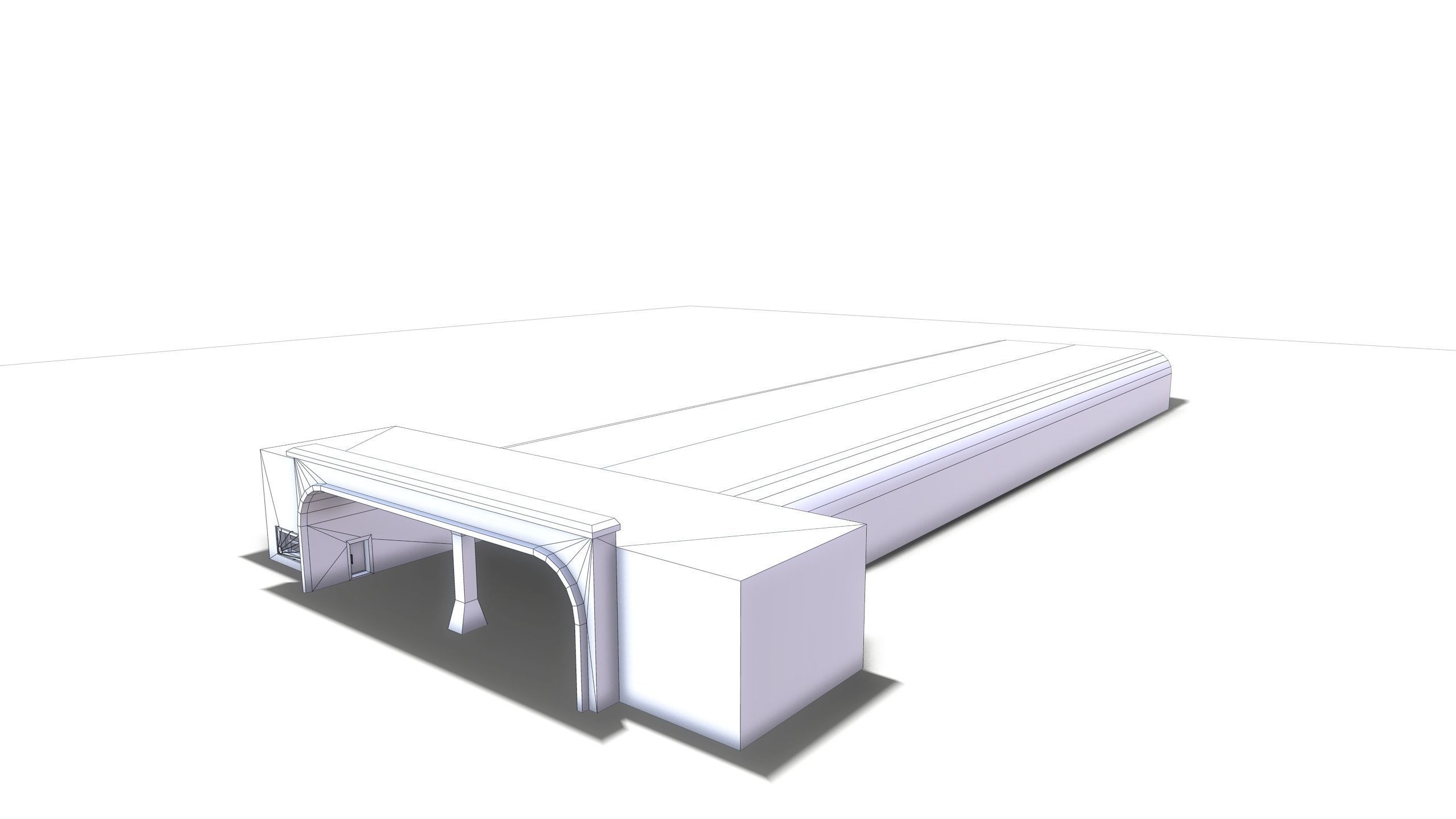 Tunnel with door in middle Low-poly 3D model_28