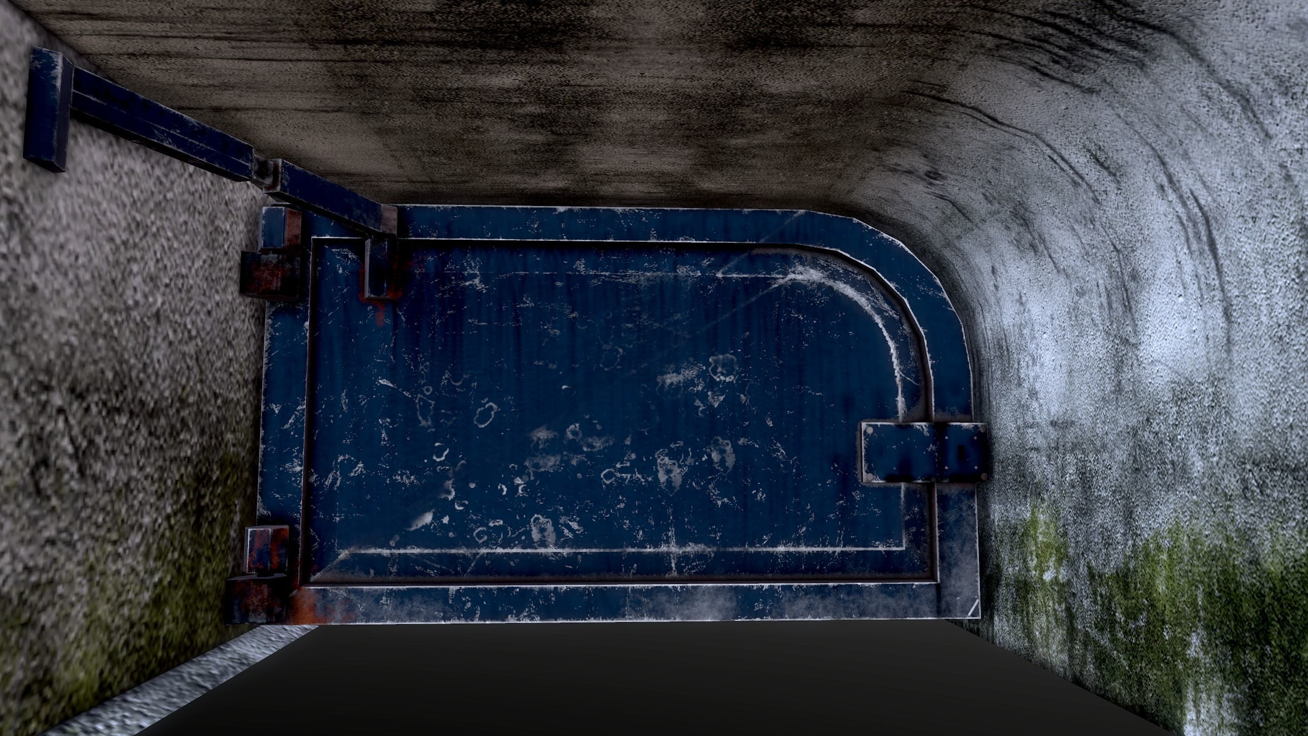 Tunnel with door in middle Low-poly 3D model_21