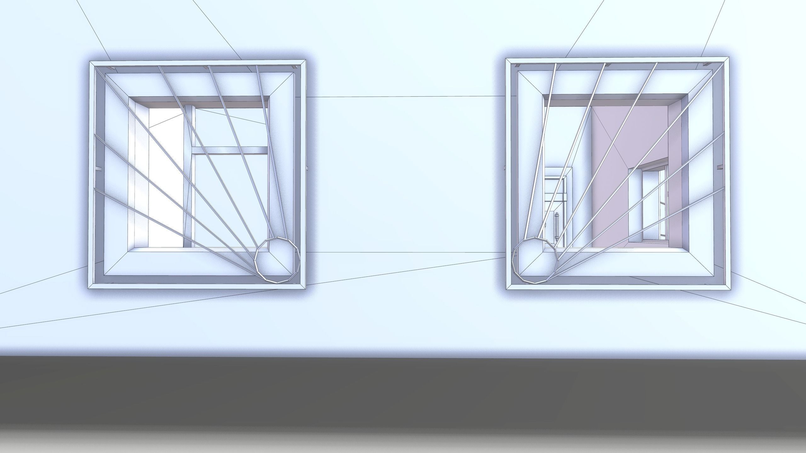 Tunnel with door in middle Low-poly 3D model_27