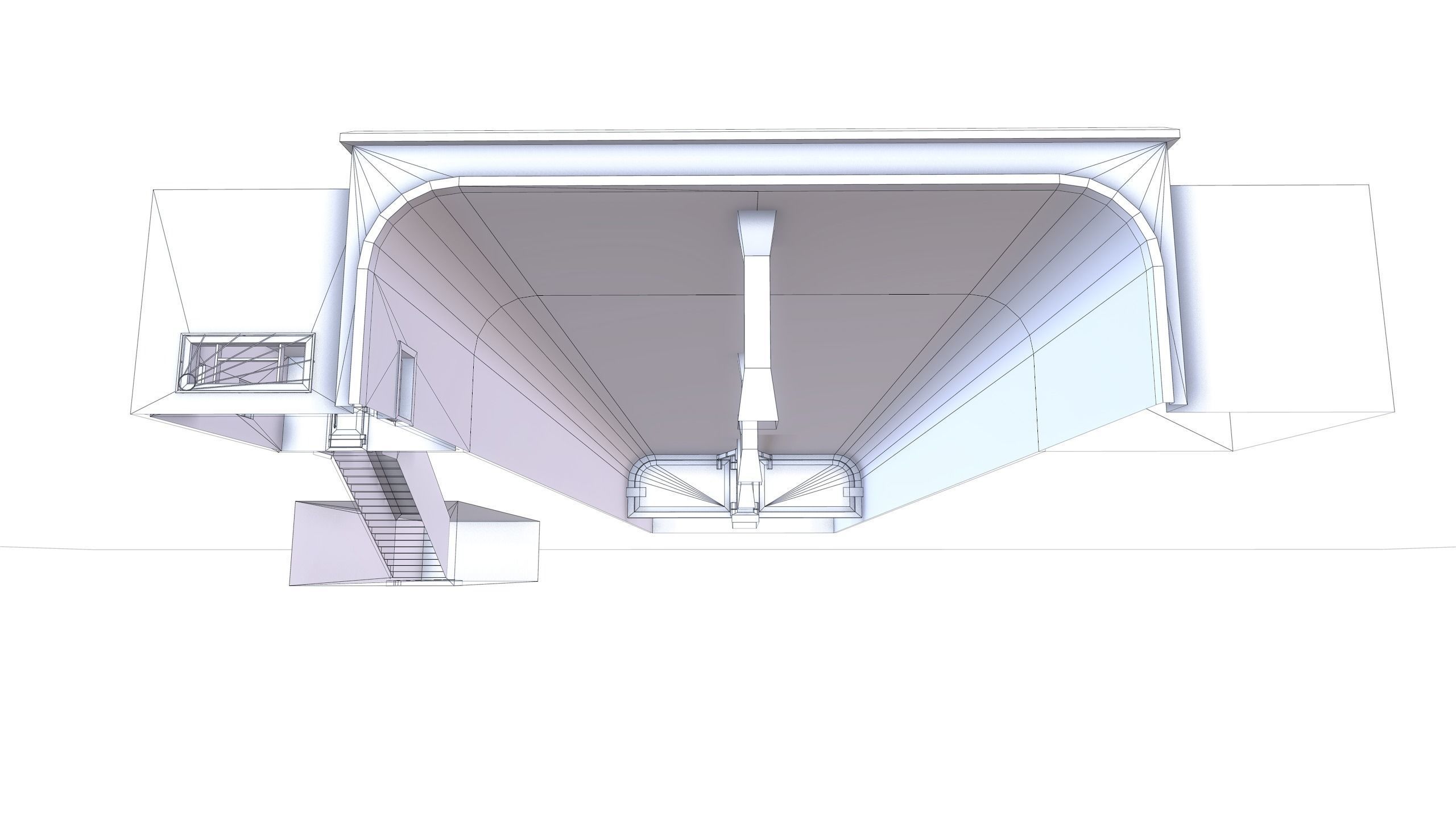 Tunnel with door in middle Low-poly 3D model_25
