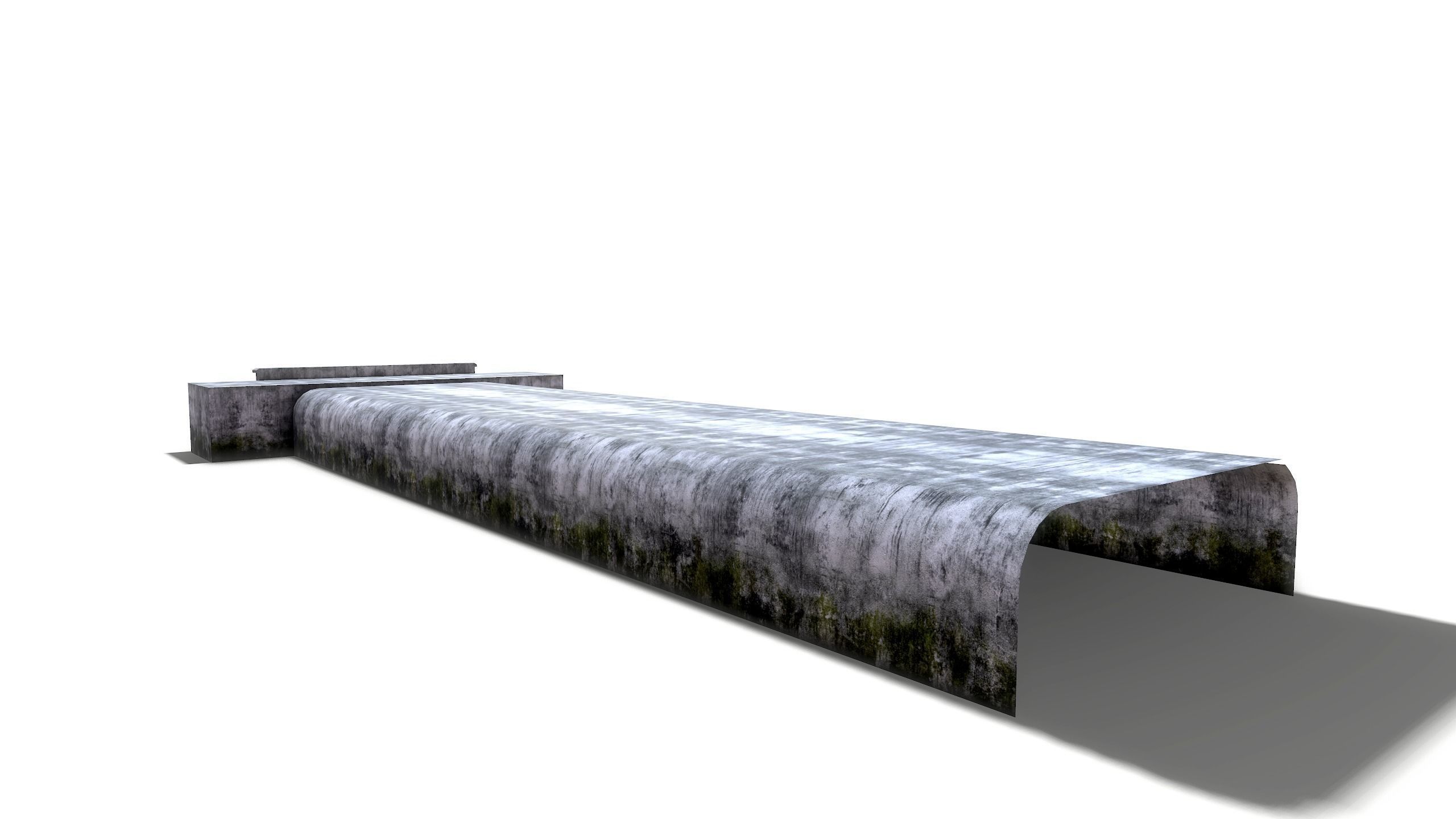 Tunnel with door in middle Low-poly 3D model_9