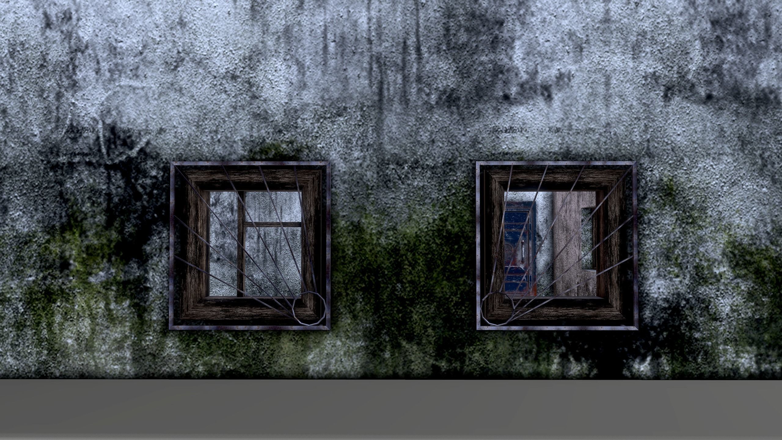 Tunnel with door in middle Low-poly 3D model_16