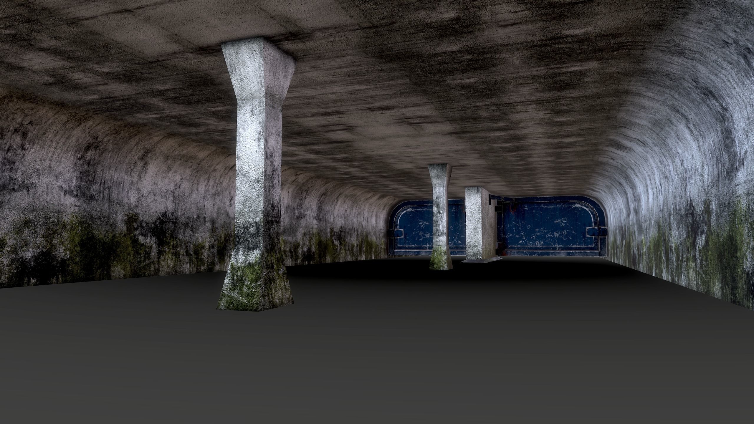 Tunnel with door in middle Low-poly 3D model_19