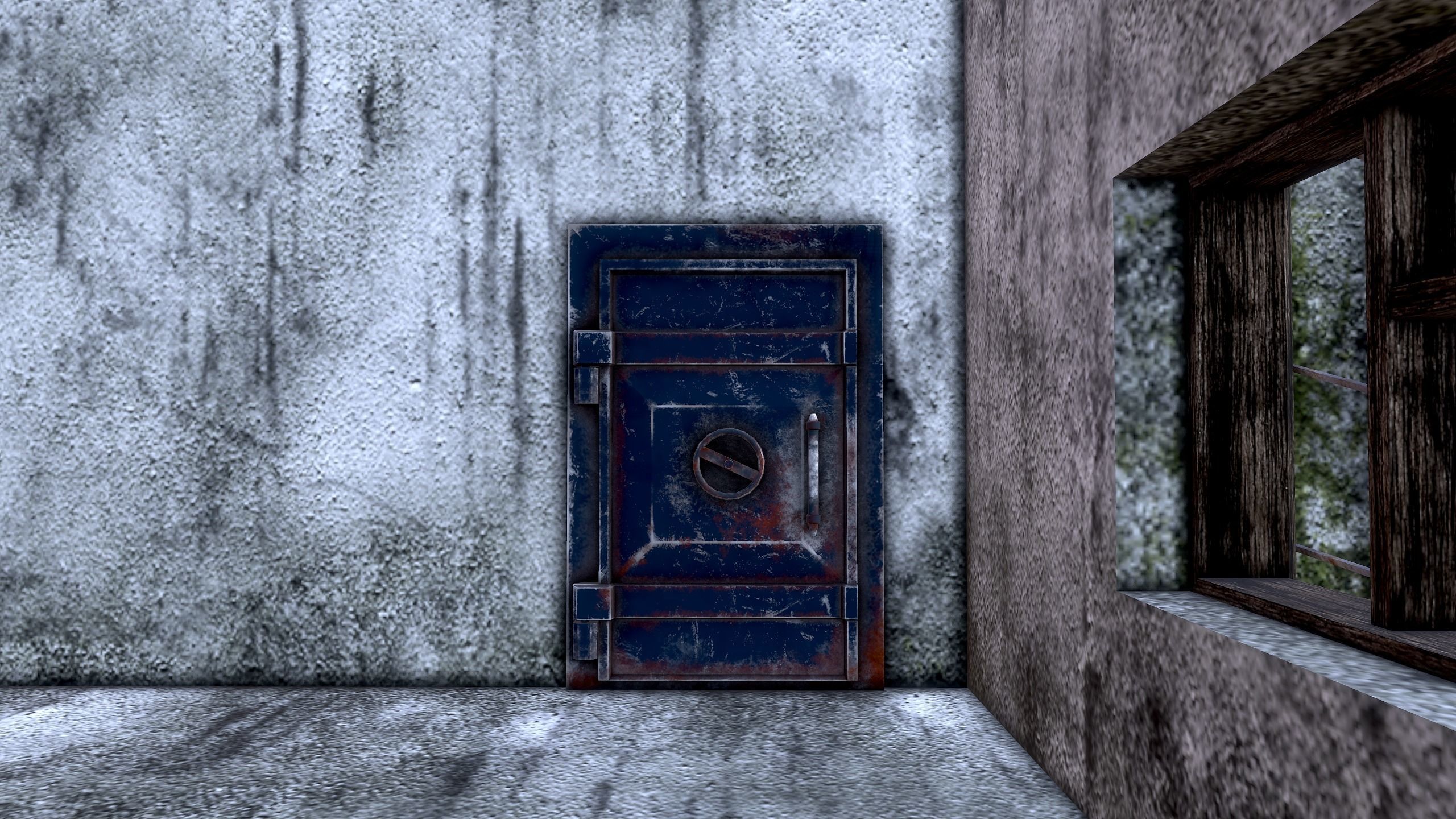 Tunnel with door in middle Low-poly 3D model_17