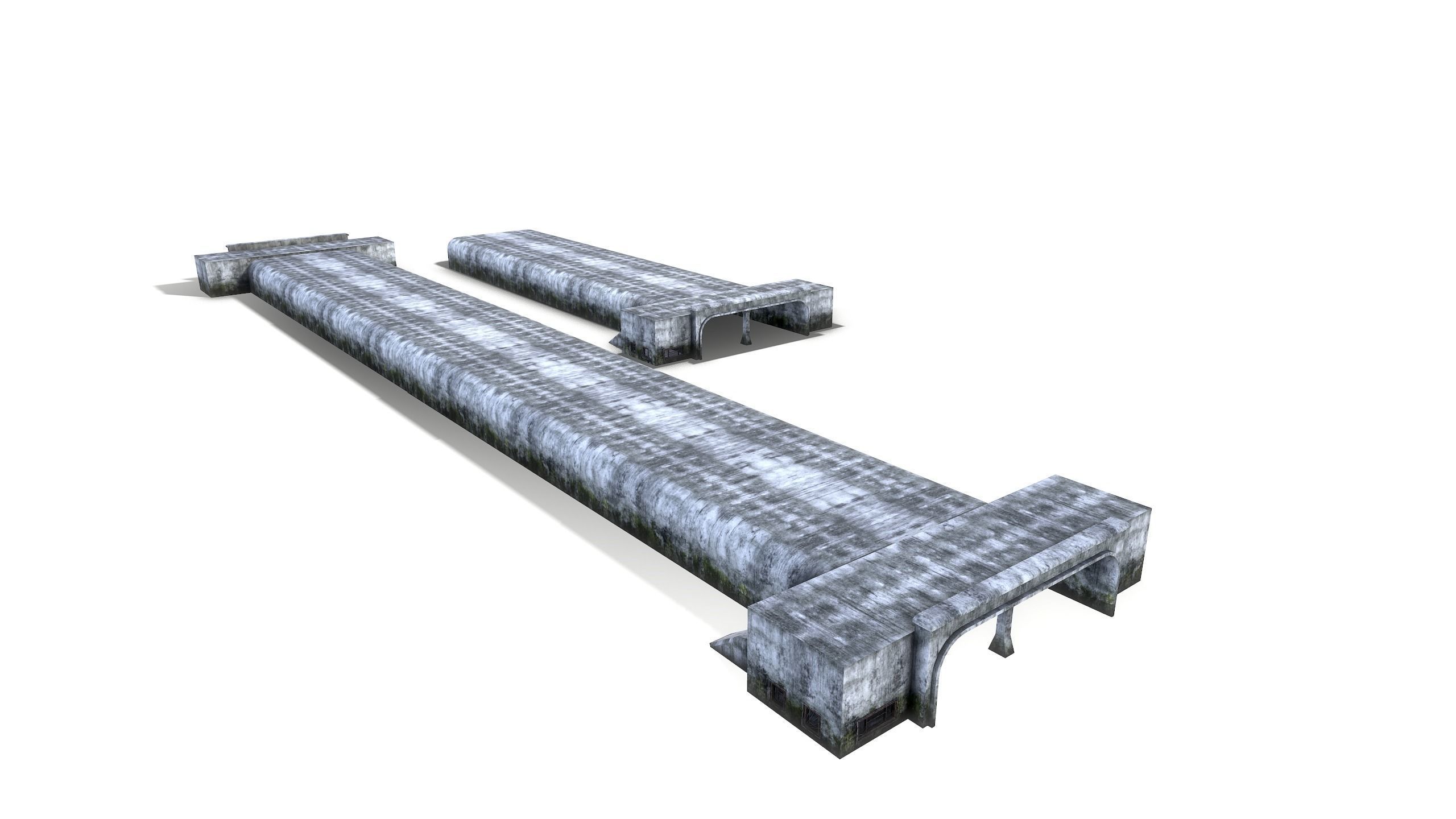 Tunnel with door in middle Low-poly 3D model_22