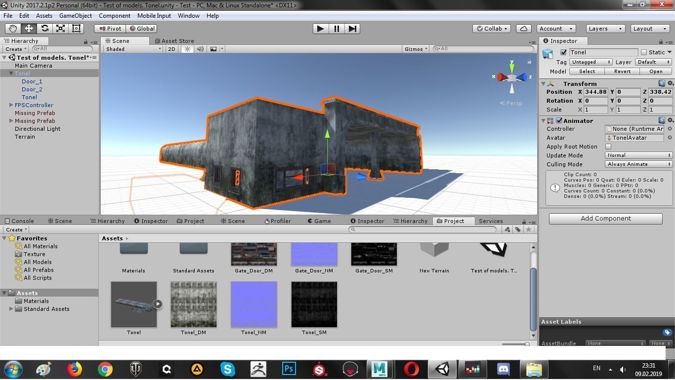 Tunnel with door in middle Low-poly 3D model_29