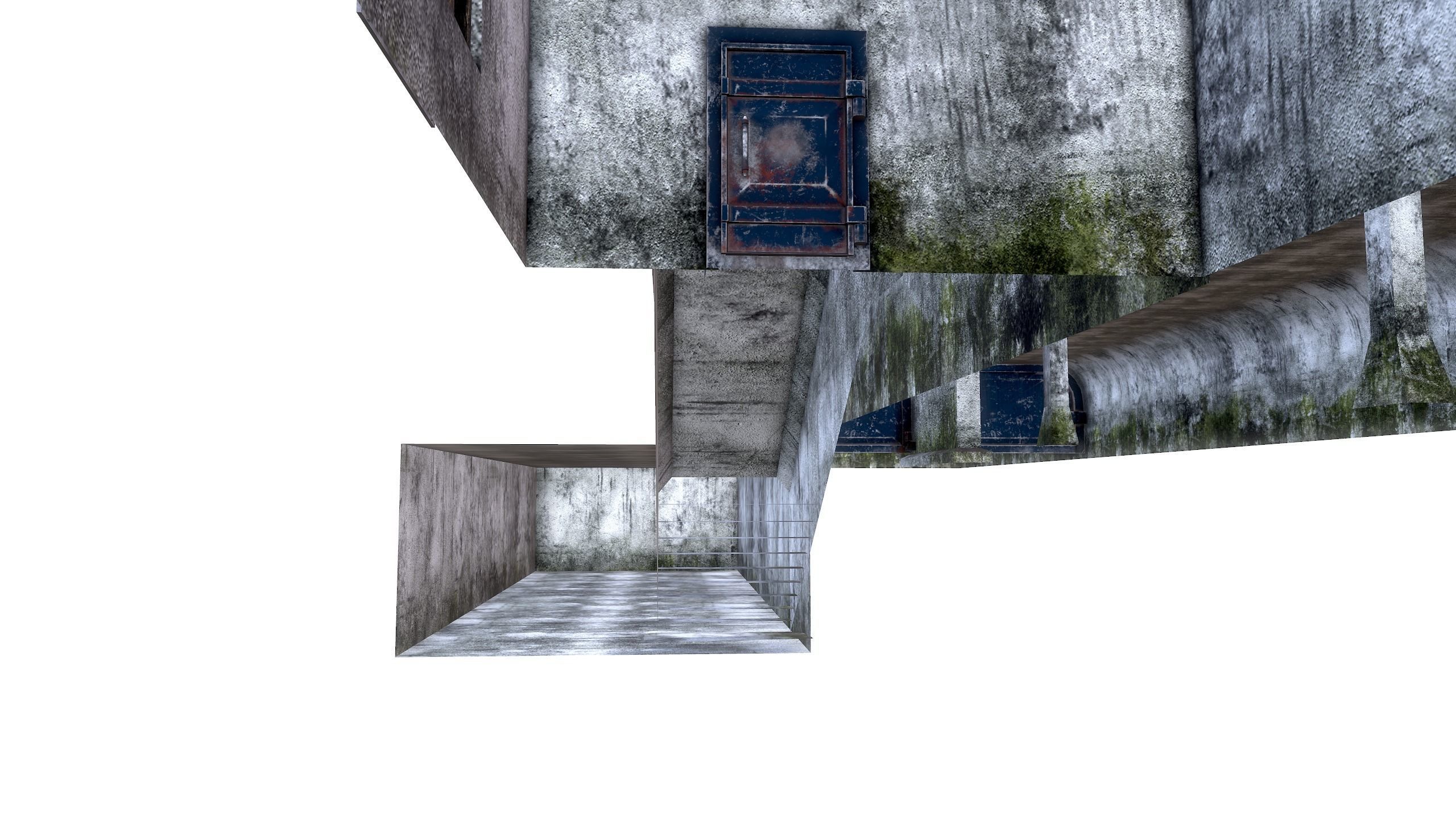 Tunnel with door in middle Low-poly 3D model_18