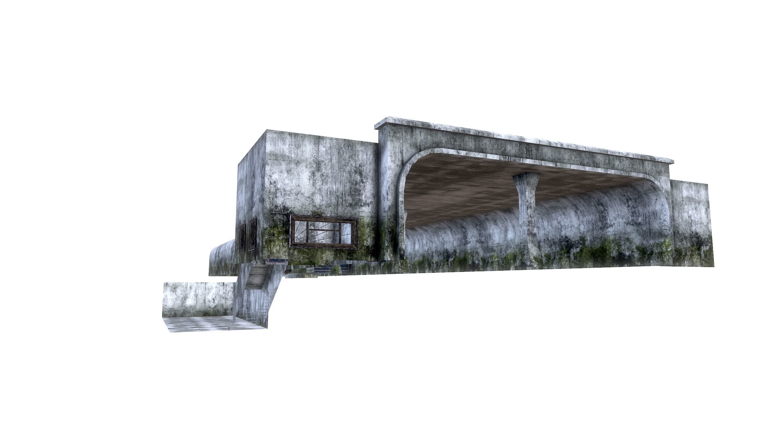 Tunnel with door in middle Low-poly 3D model_13