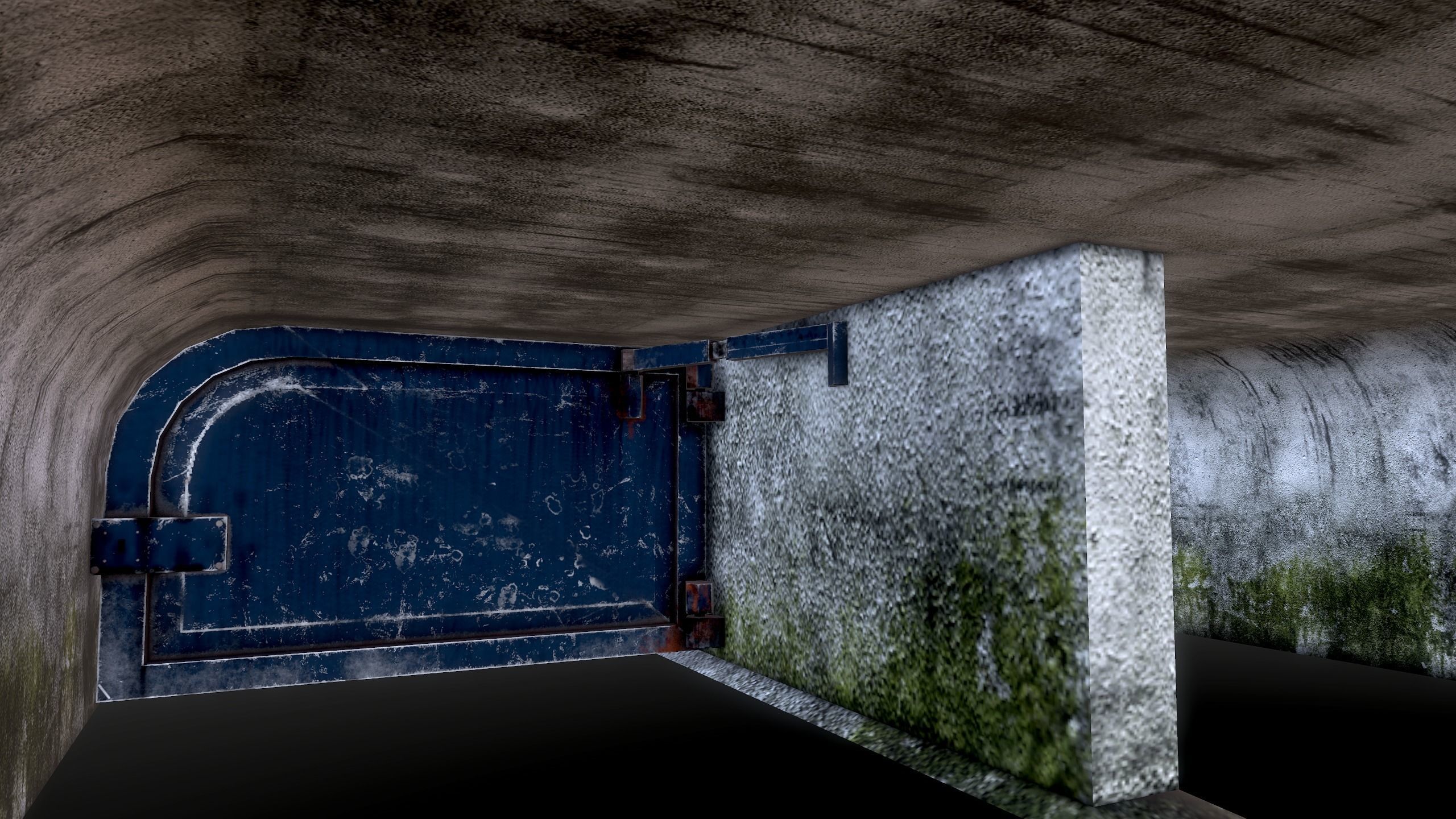 Tunnel with door in middle Low-poly 3D model_20