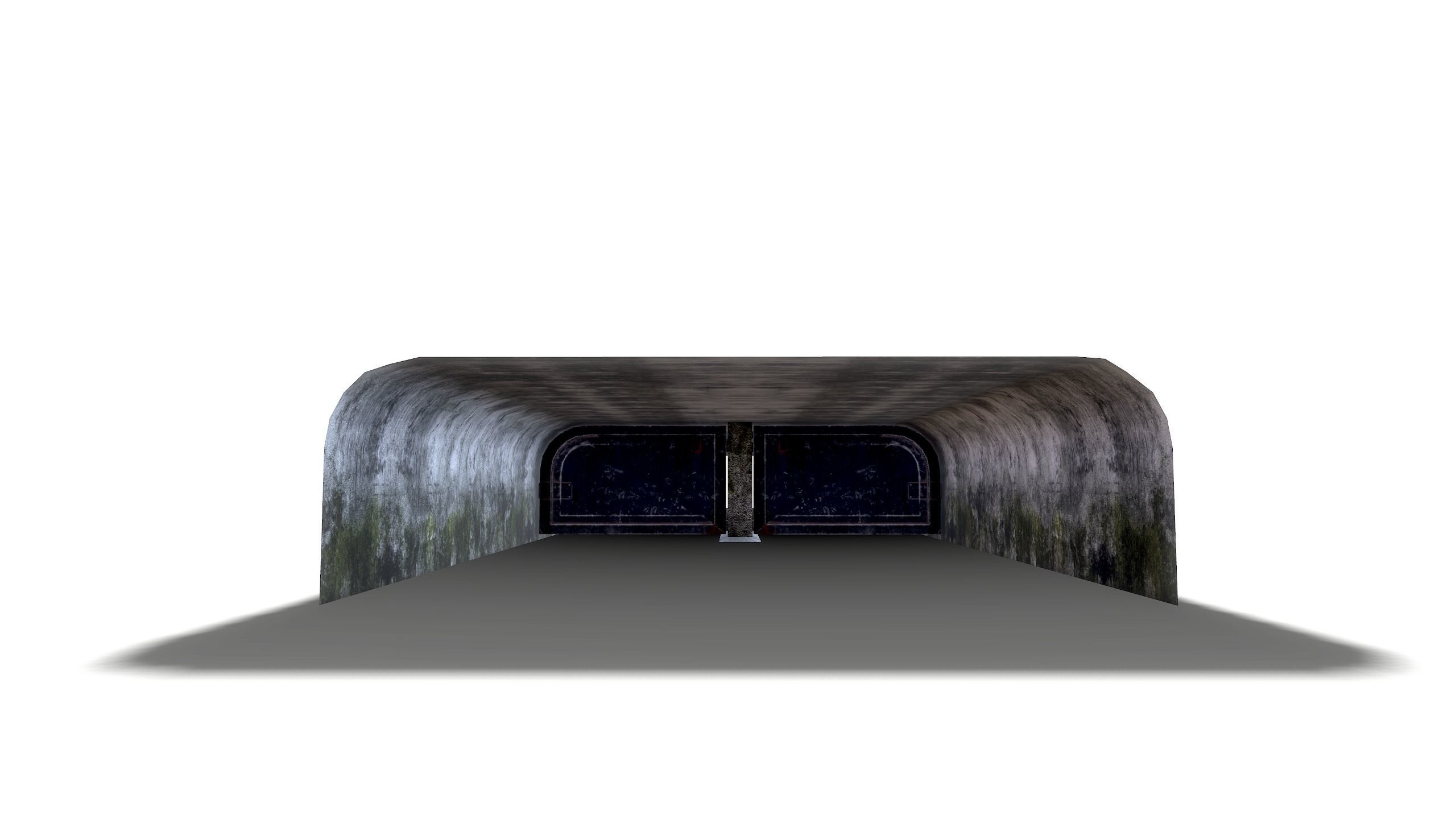 Tunnel with door in middle Low-poly 3D model_10