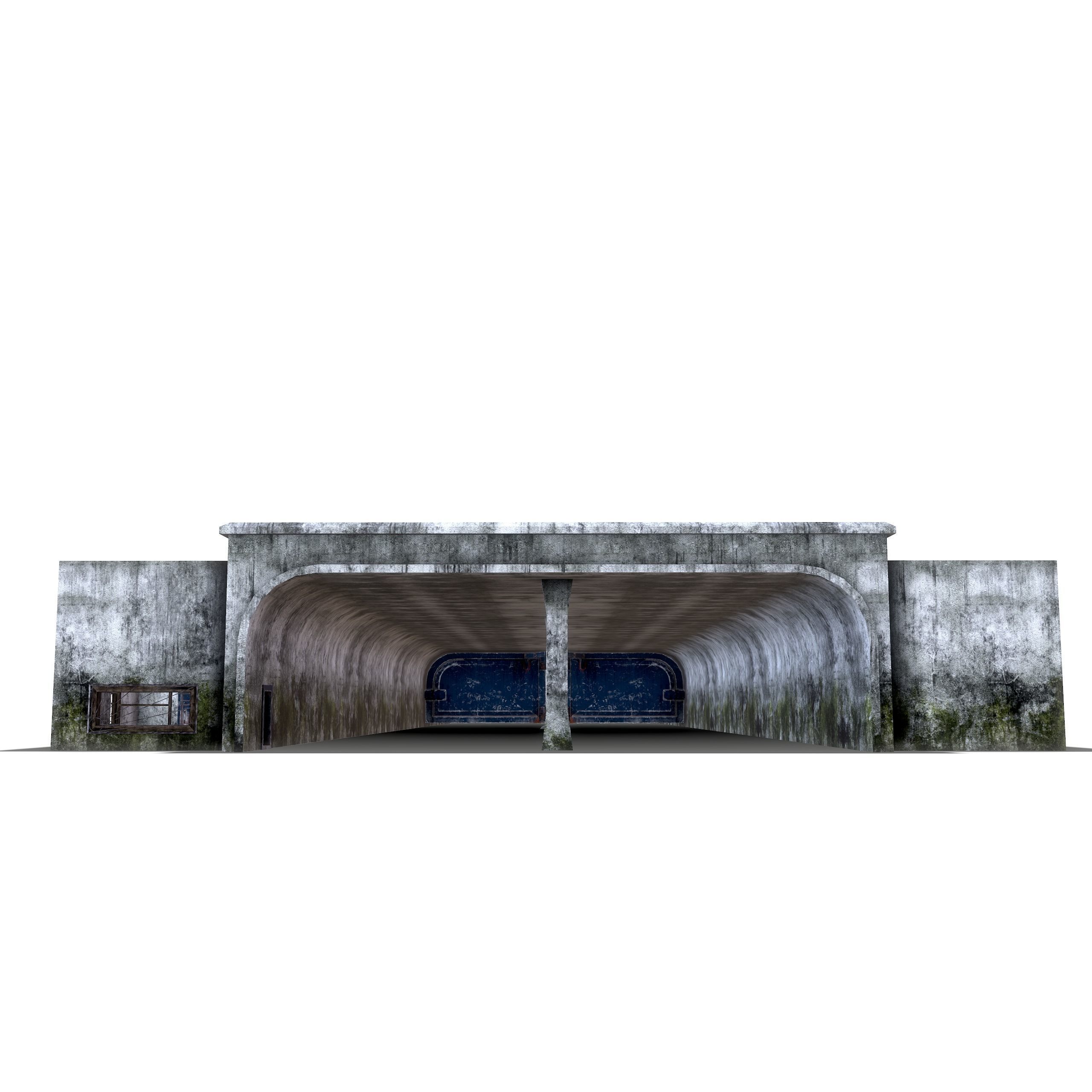 Tunnel with door in middle Low-poly 3D model_5