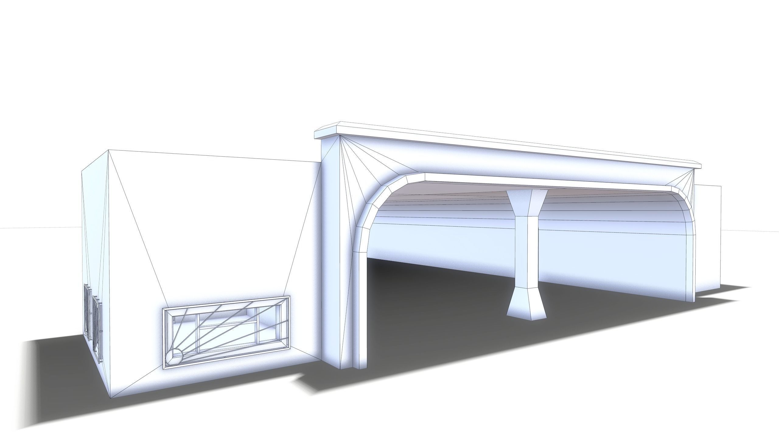 Tunnel with door in middle Low-poly 3D model_23