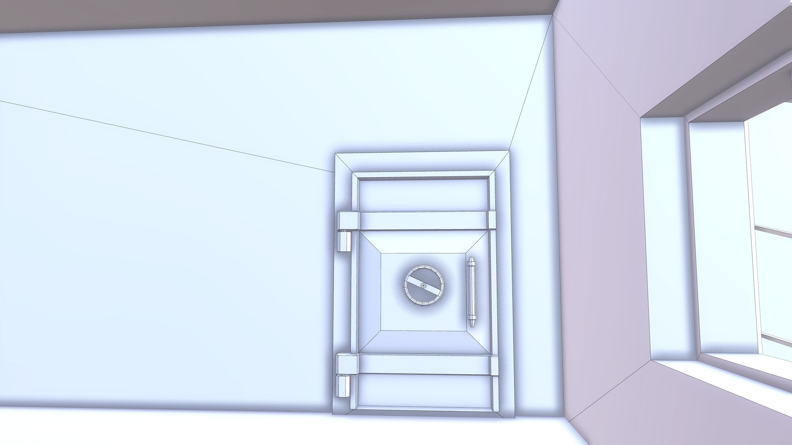 Tunnel with door in middle Low-poly 3D model_26