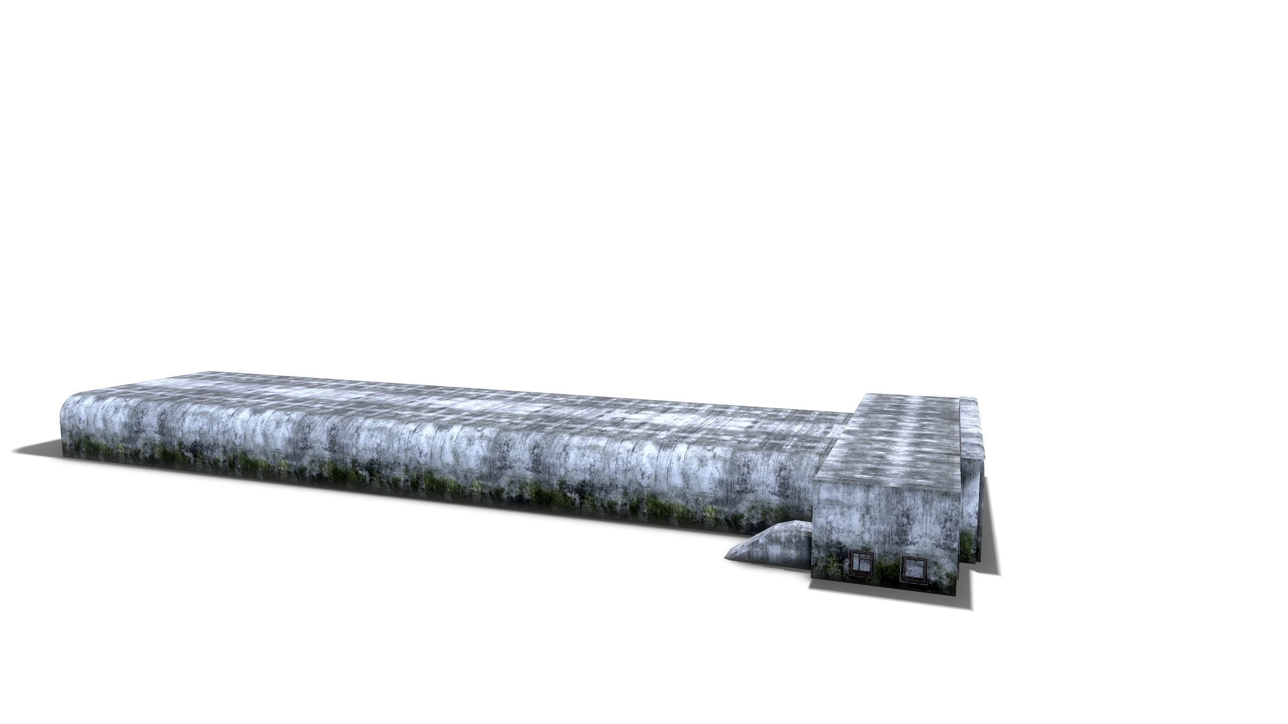 Tunnel with door in middle Low-poly 3D model_12