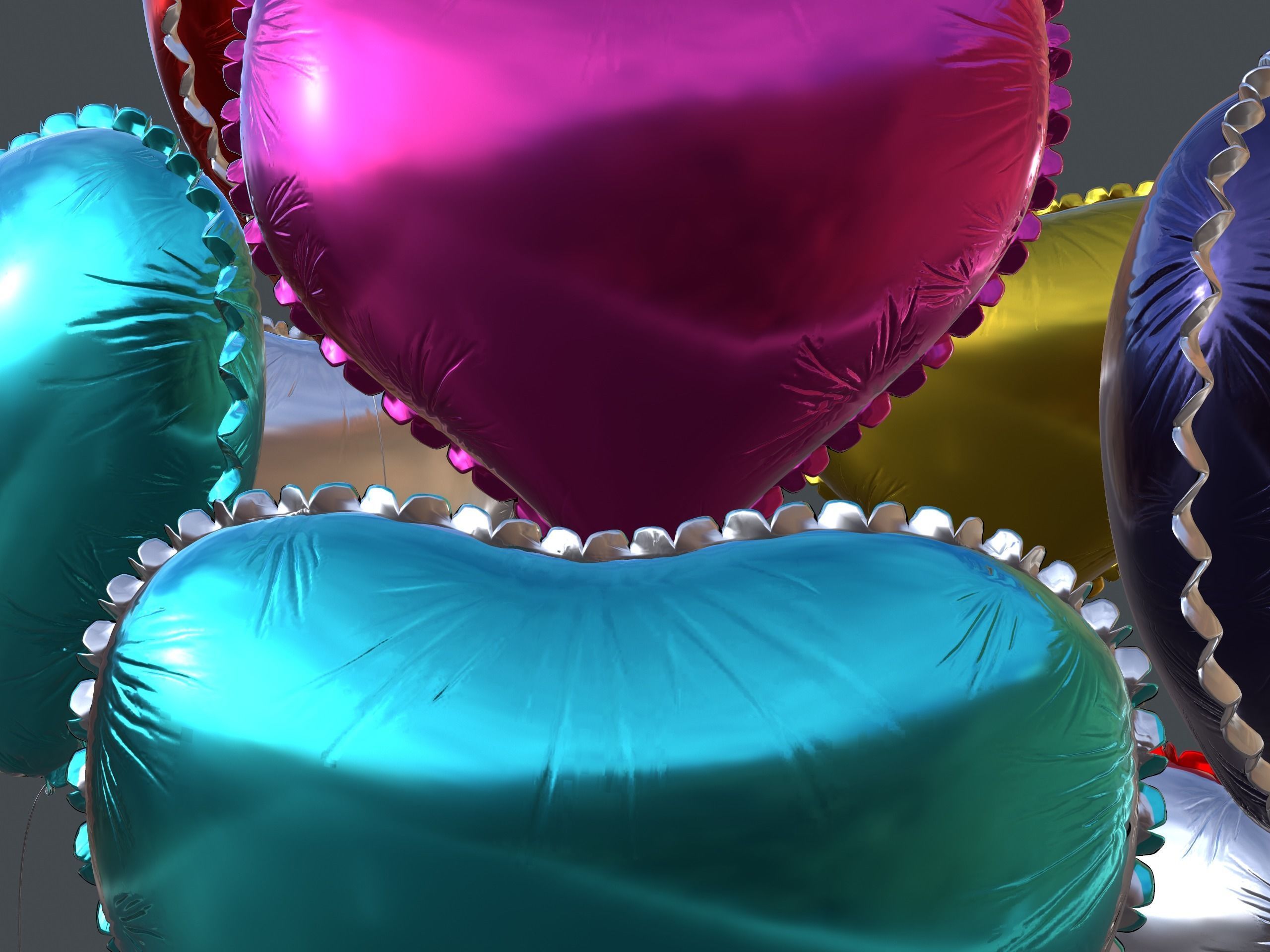 Heart Balloons Pack1 Low-poly 3D model_6