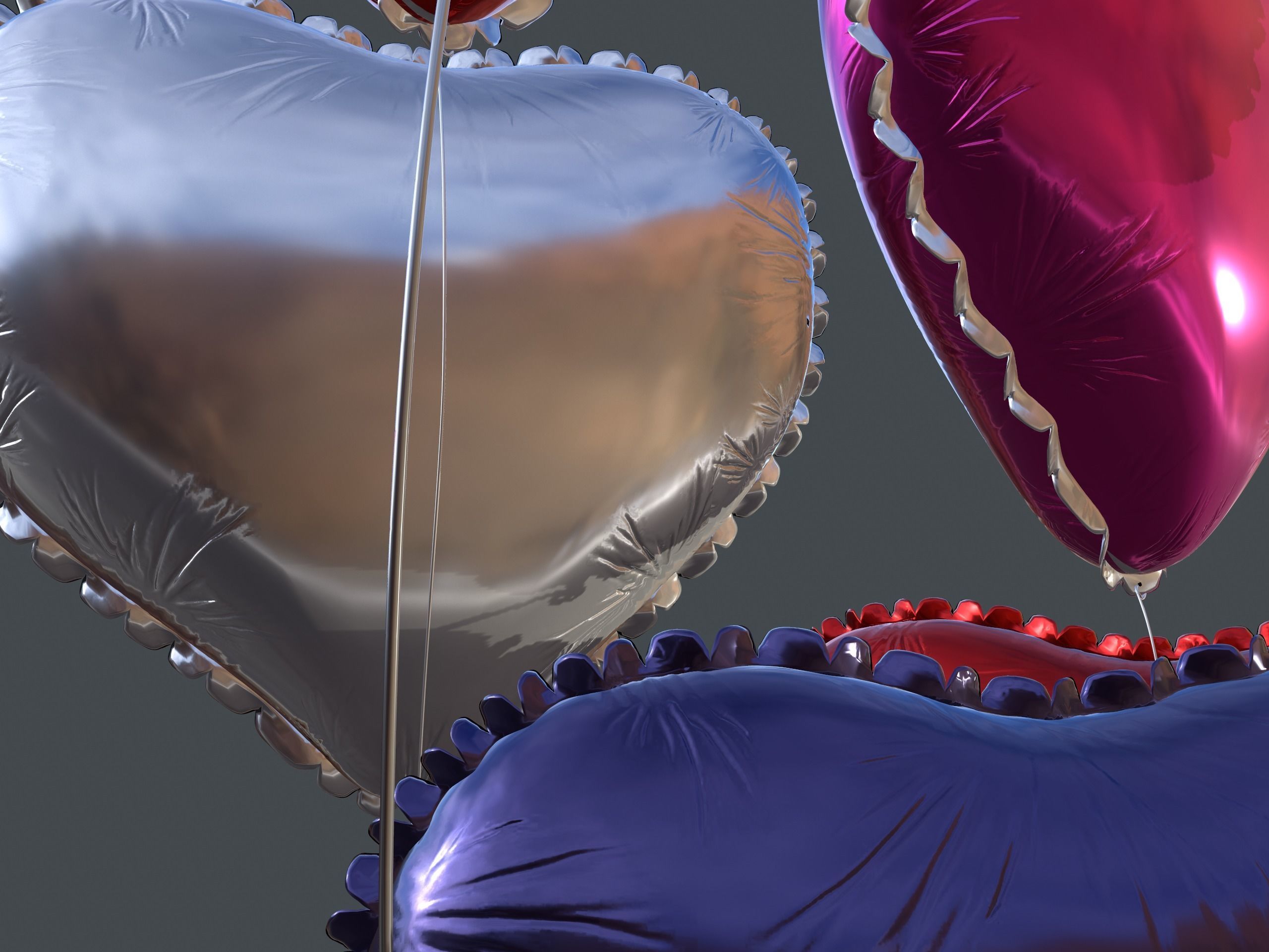Heart Balloons Pack1 Low-poly 3D model_8