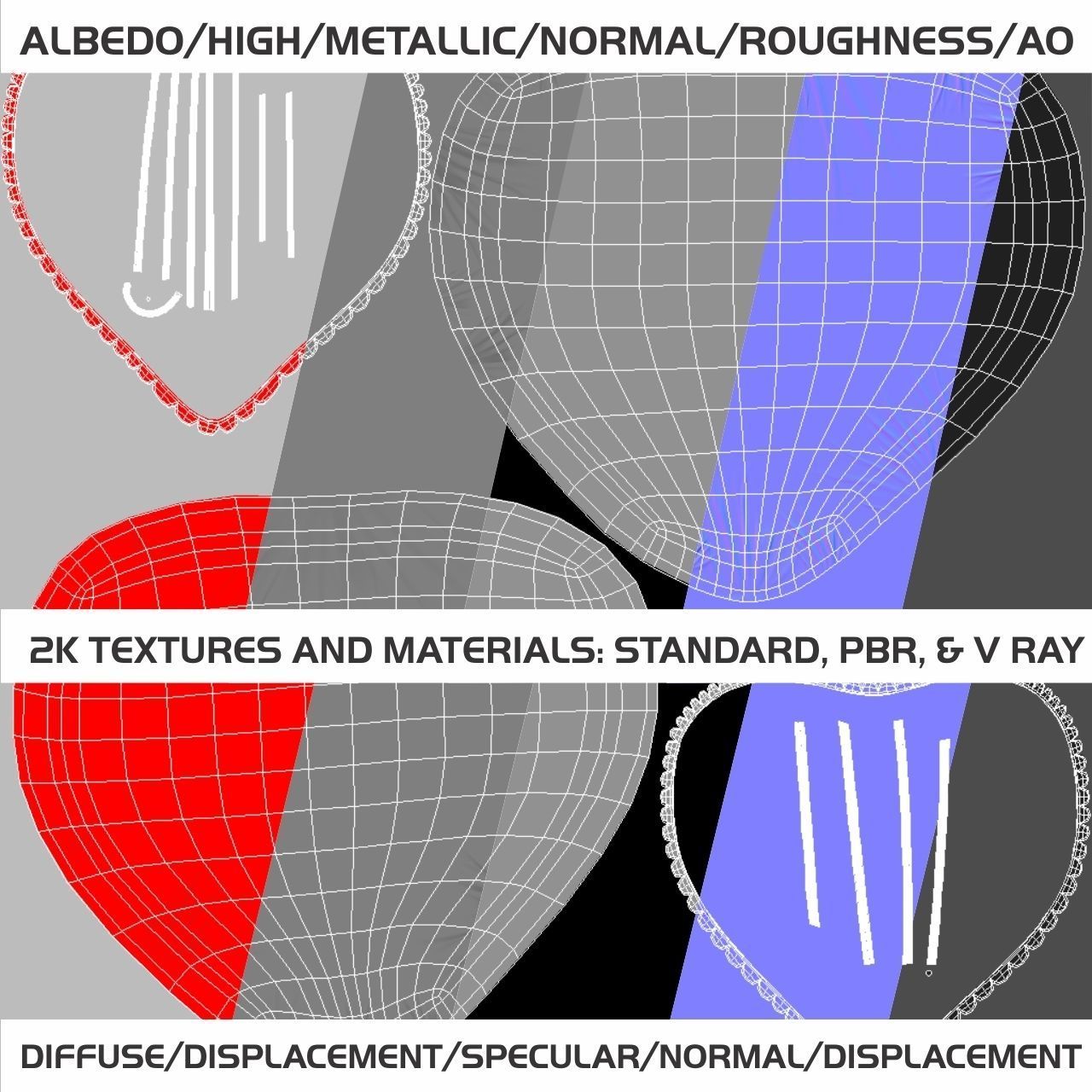 Heart Balloons Pack1 Low-poly 3D model_3