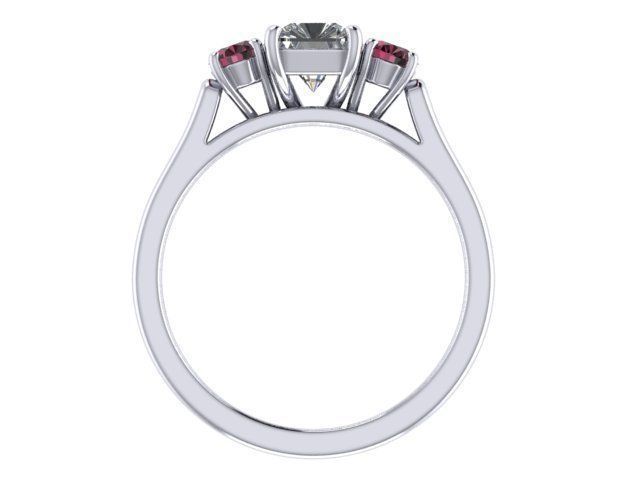 cushion sq ovar ruby three stone ring 3D print model_3