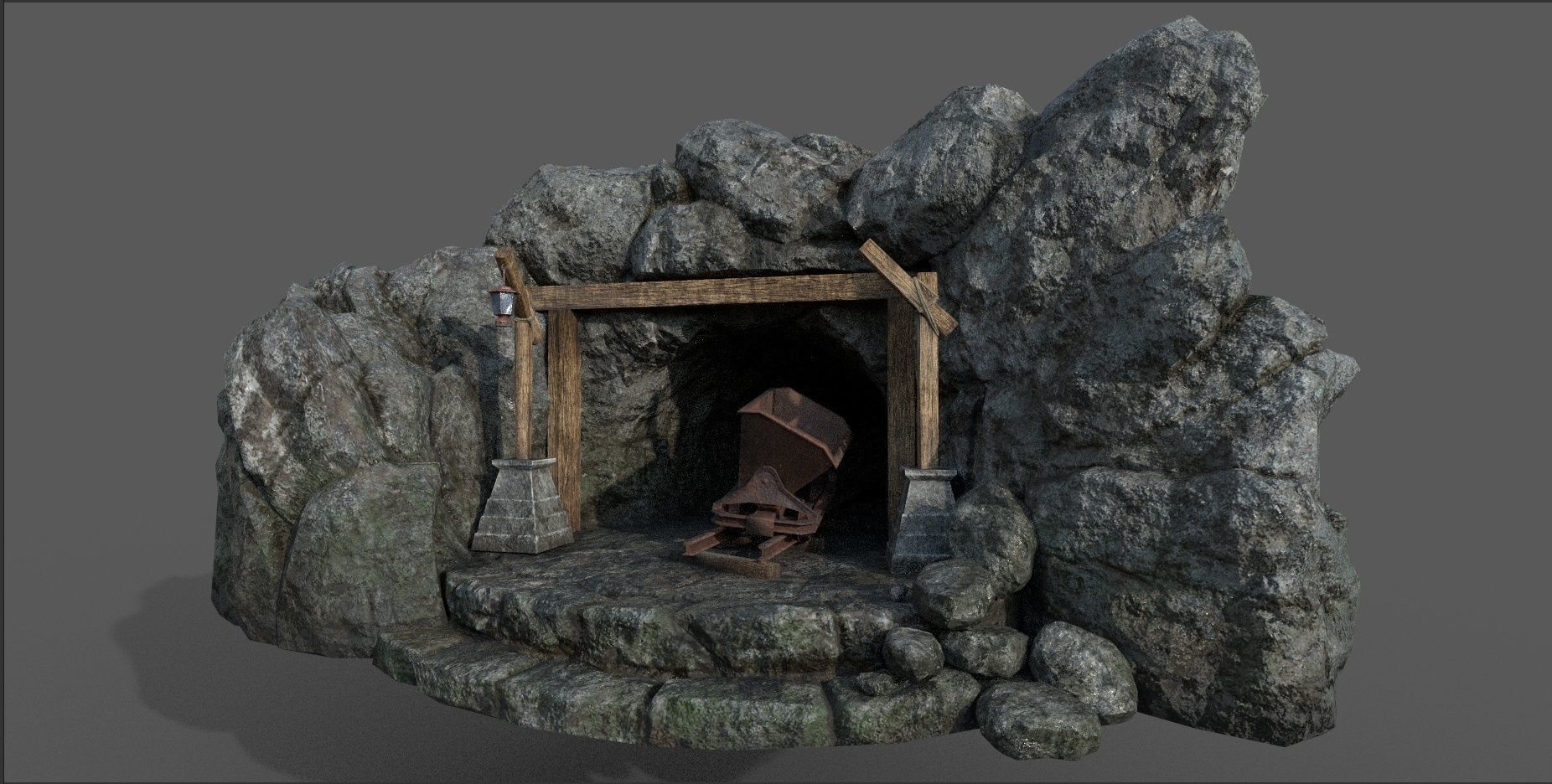 Old Mine Low-poly 3D model_2