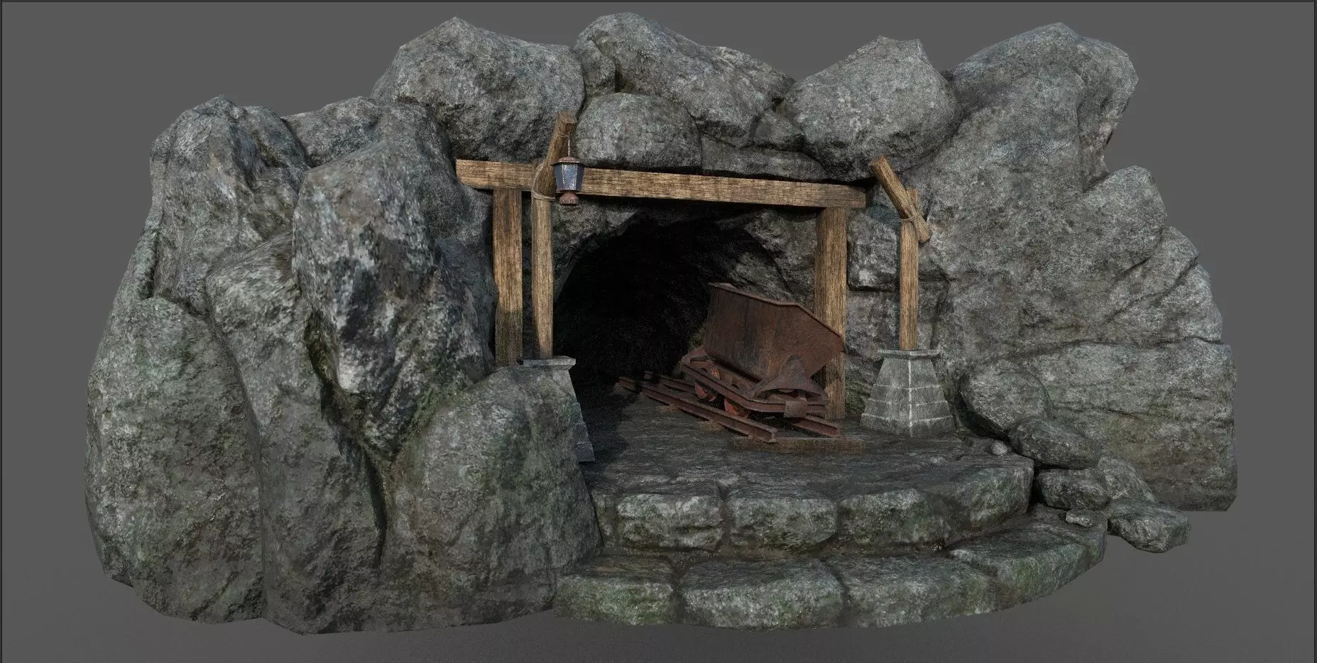 Old Mine Low-poly 3D model_0