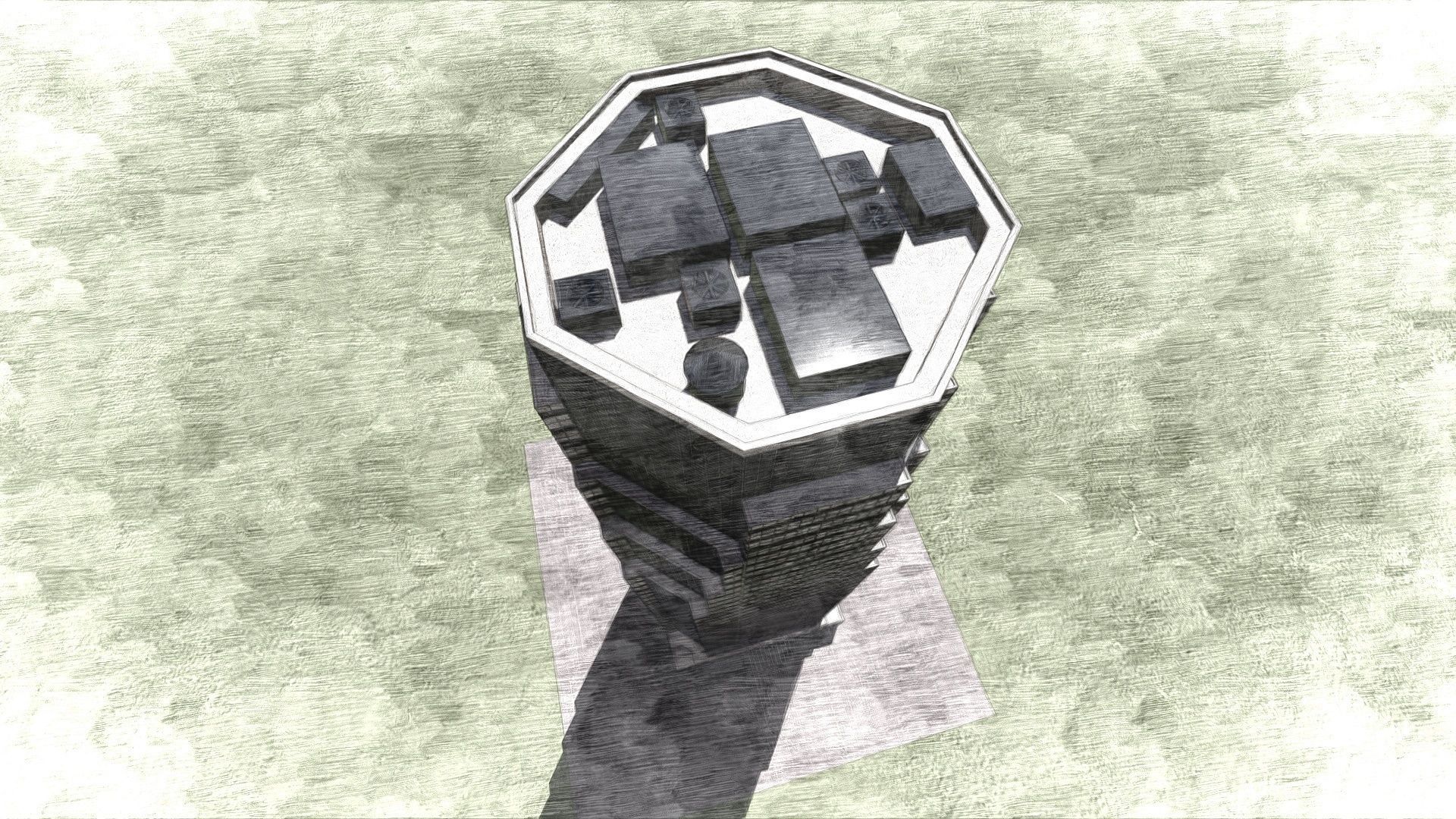 Tower - 6 tall building in minecraft Low-poly 3D model_21