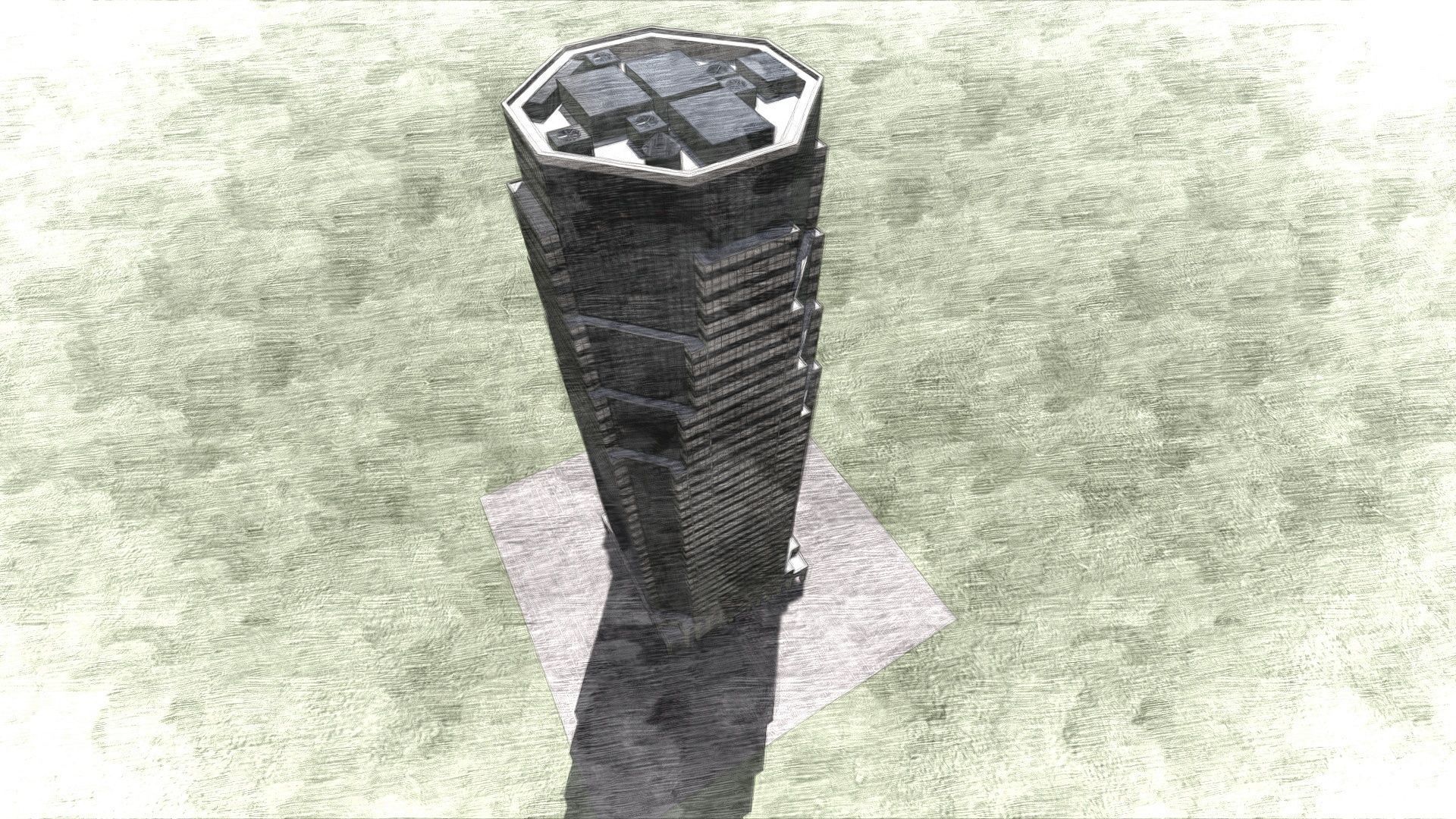 Tower - 6 tall building in minecraft Low-poly 3D model_20