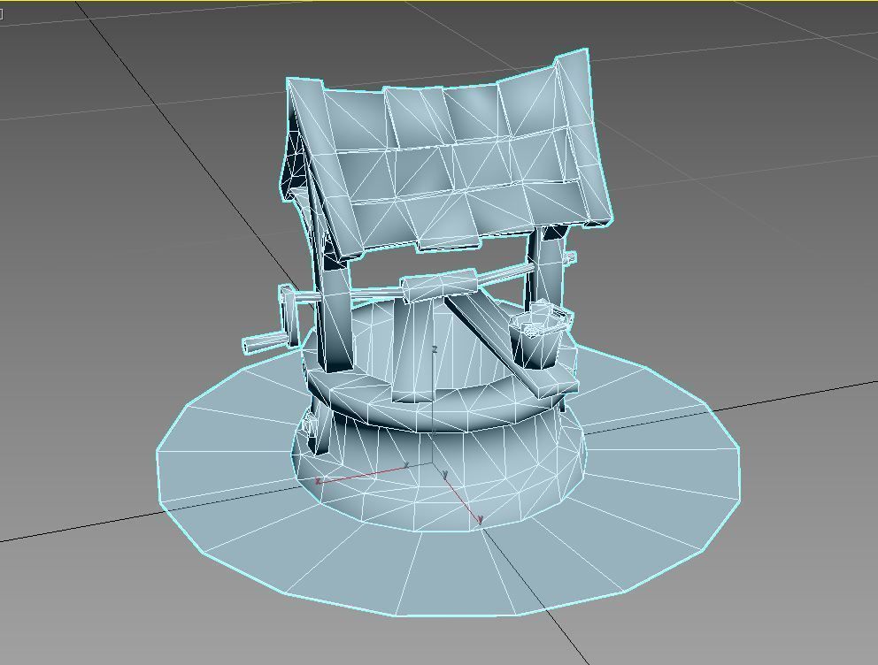 Well low poly water in middle of grassy area Low-poly 3D model_5