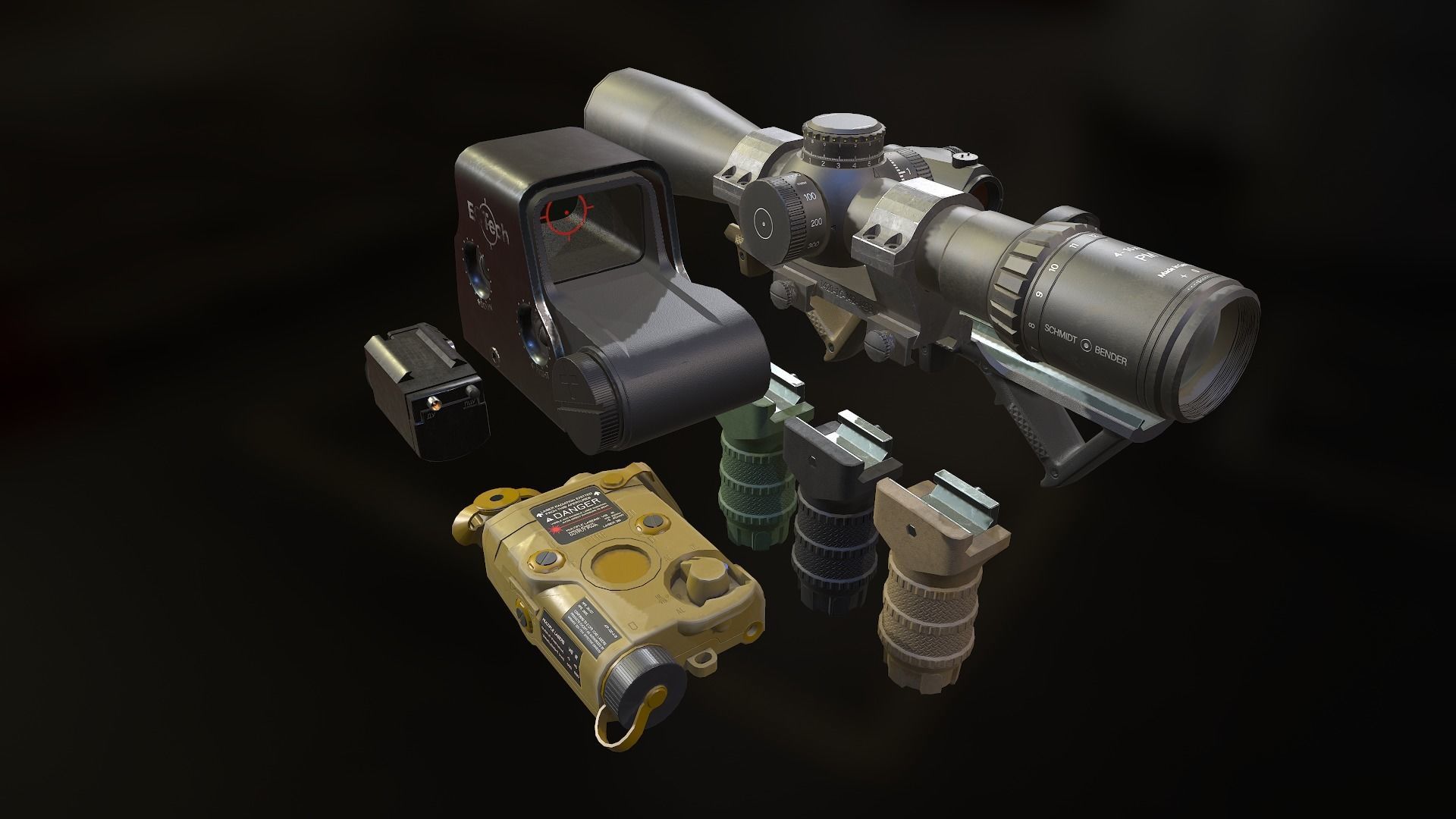 Weapon mods pack Low-poly 3D model_4