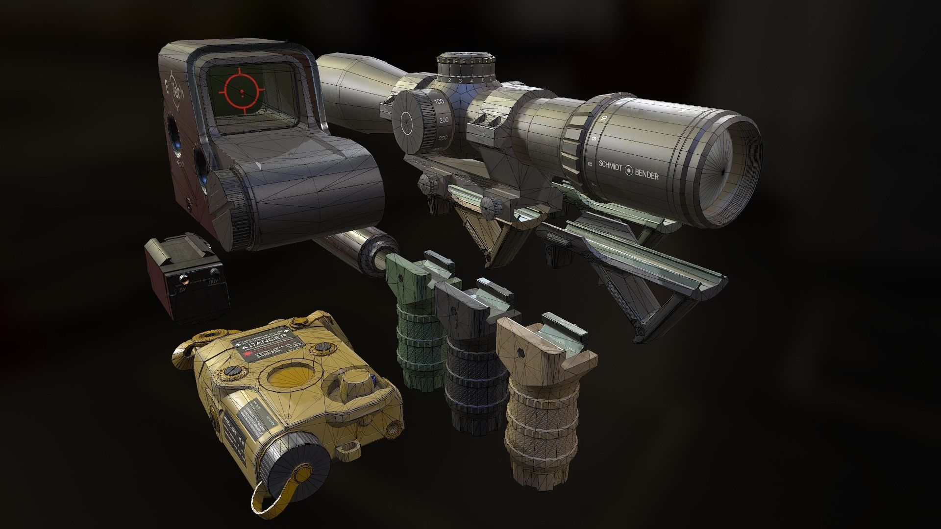 Weapon mods pack Low-poly 3D model_36