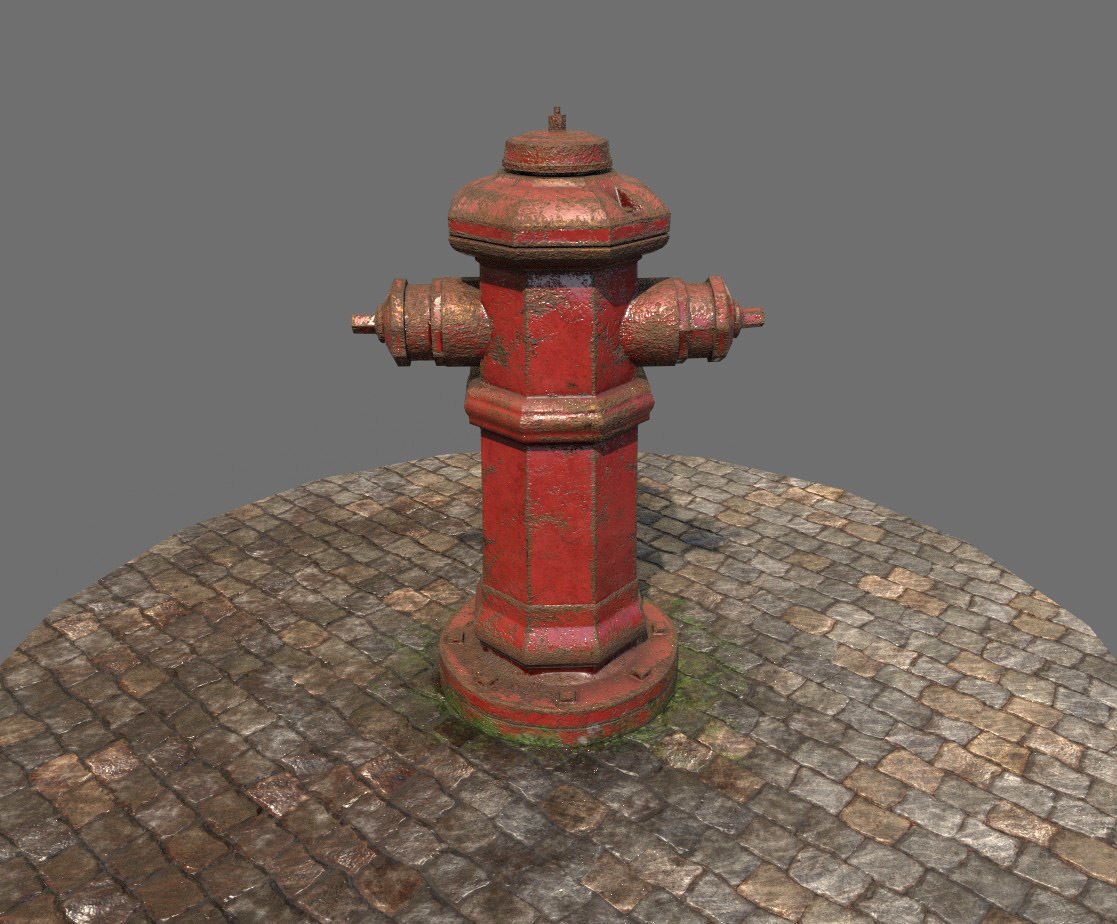 Fire gydrant Low-poly 3D model_2