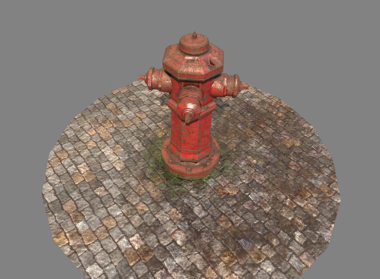 Fire gydrant Low-poly 3D model_1