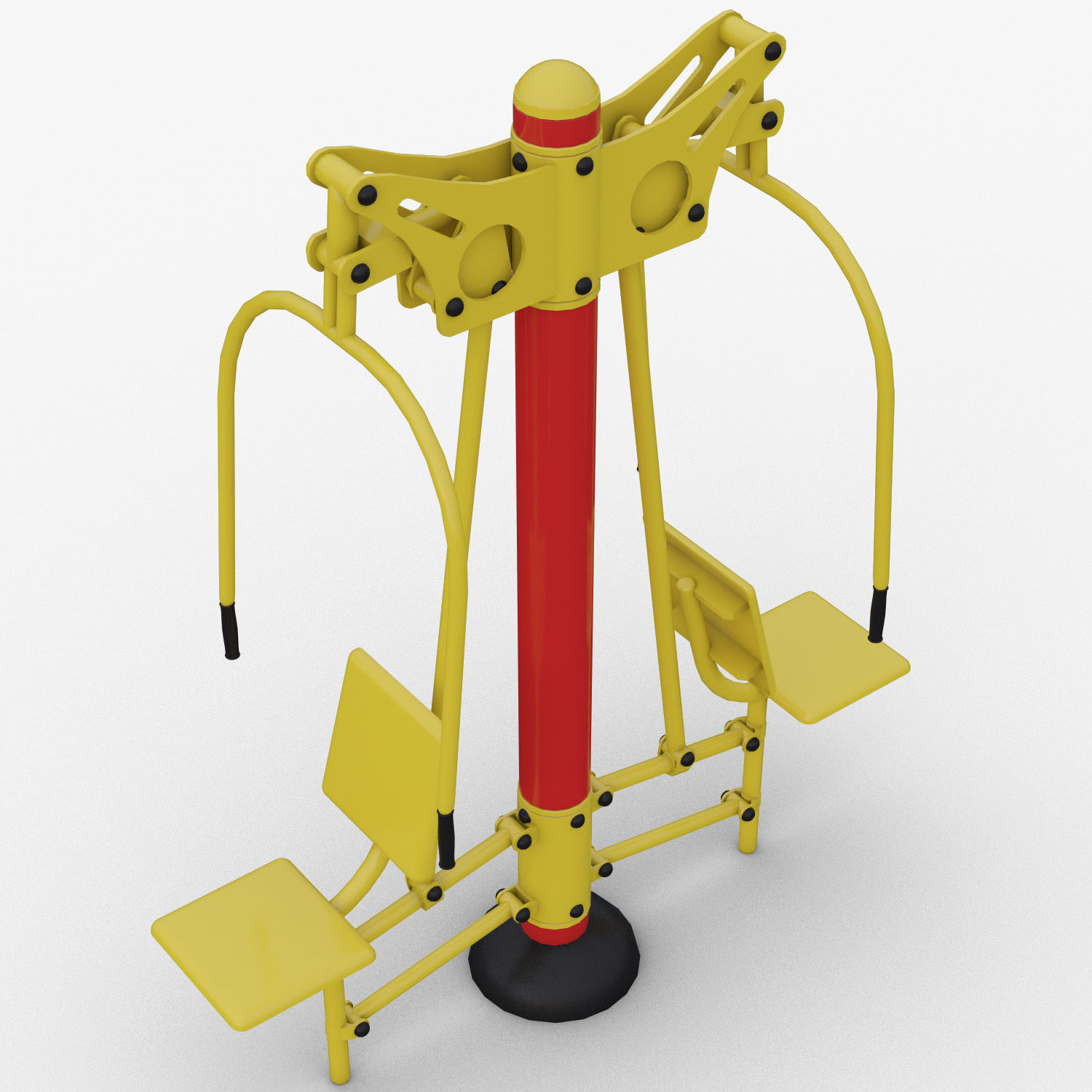 Outdoor fitness exercise equipment double seated chest press 3D model