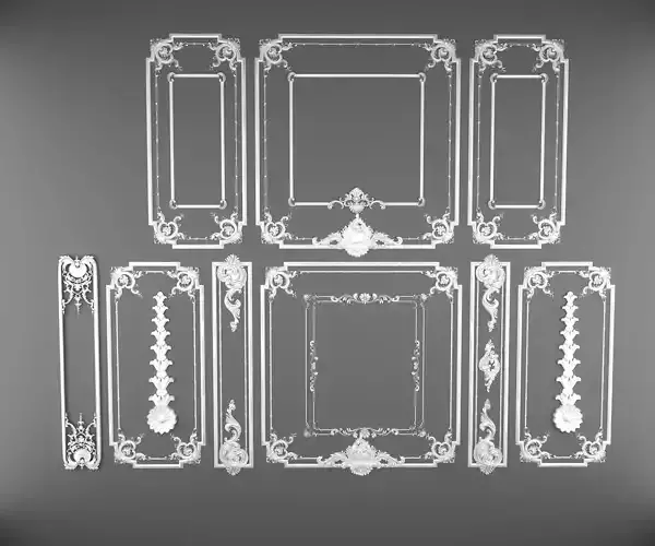 The relief wall is decorated with 3d models