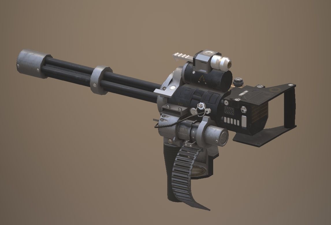 Deck Minigun Low-poly 3D model_6
