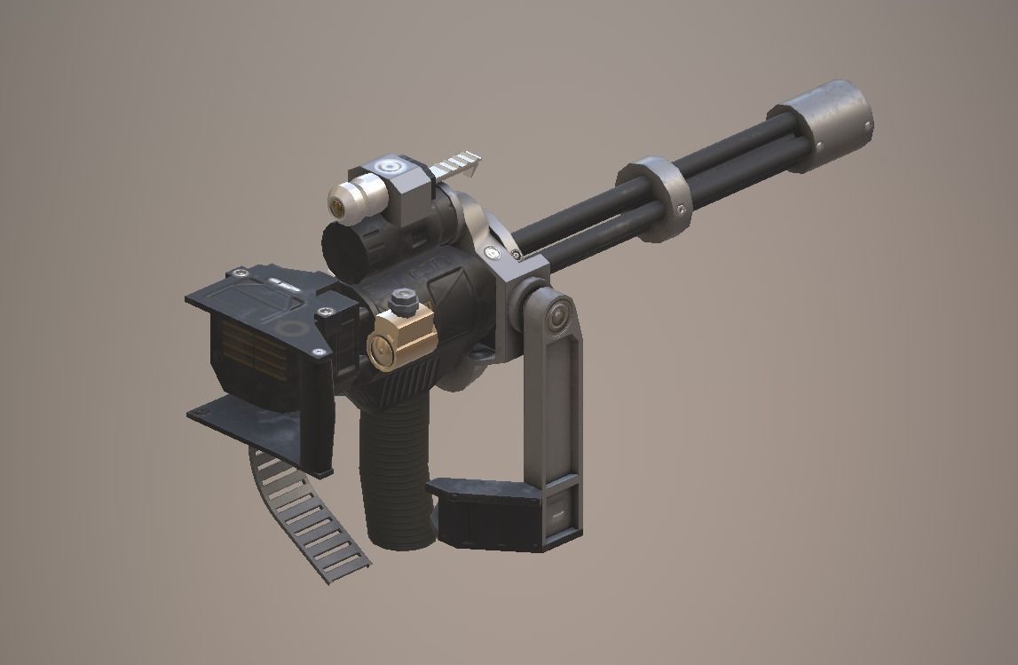 Deck Minigun Low-poly 3D model_5