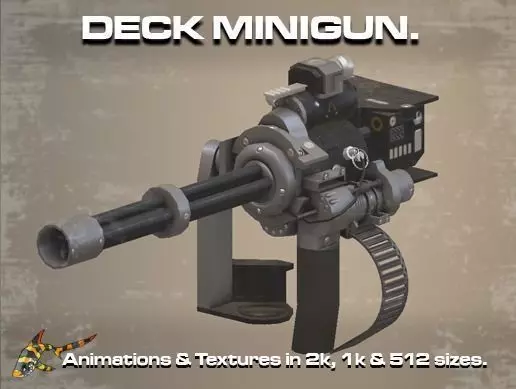 Deck Minigun Low-poly 3D model_0