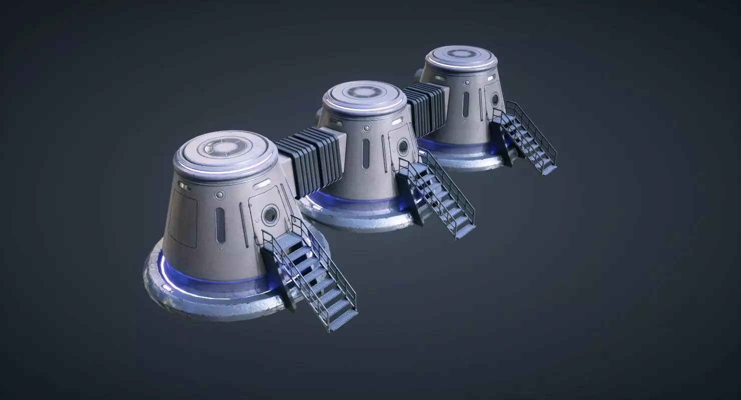 Mars KitBash - Capsule Low-poly 3D model_0