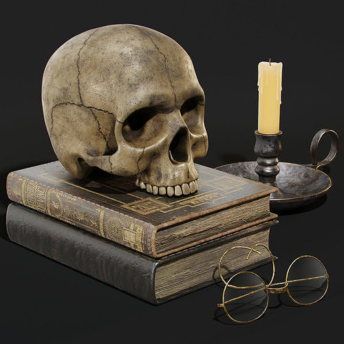 Skull and Books 3D model