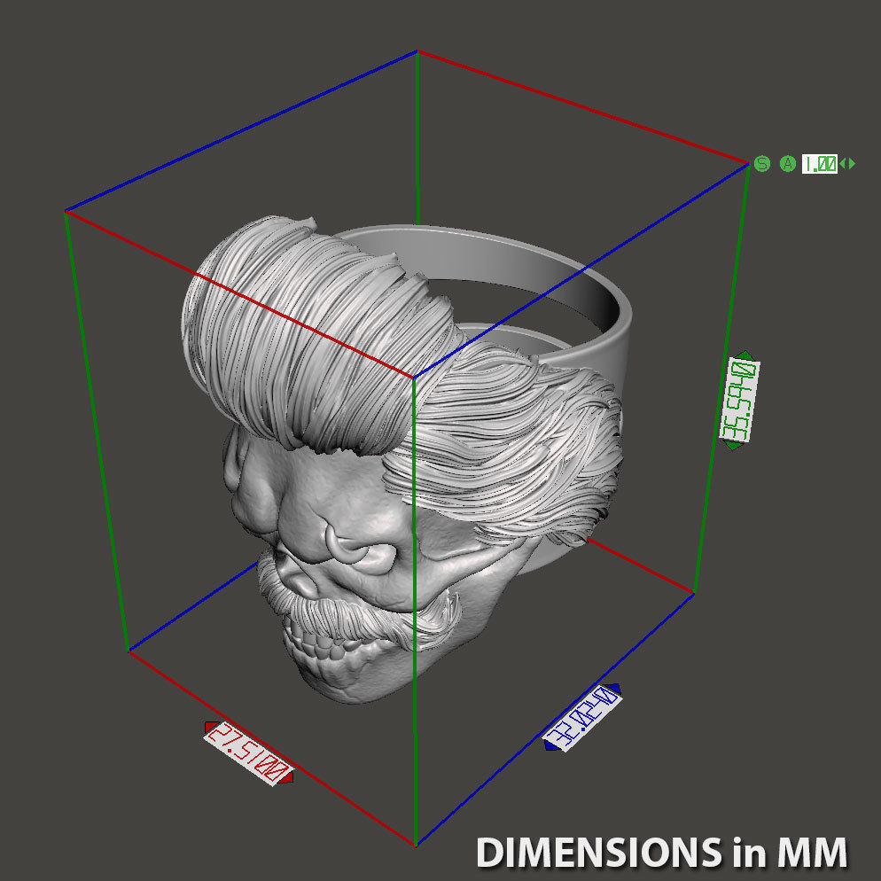 Skull ring bearded vol2 jewelry 3D print model_11