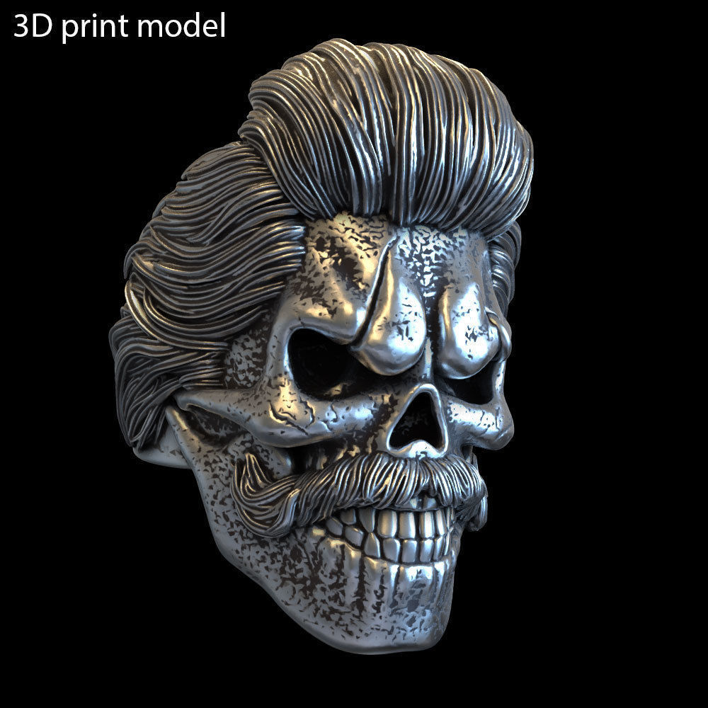 Skull ring bearded vol2 jewelry 3D print model_7