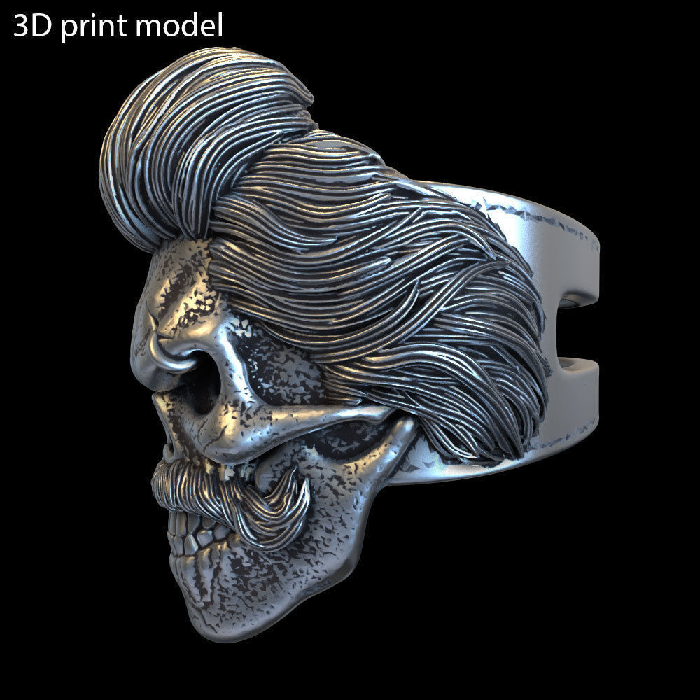 Skull ring bearded vol2 jewelry 3D print model_6