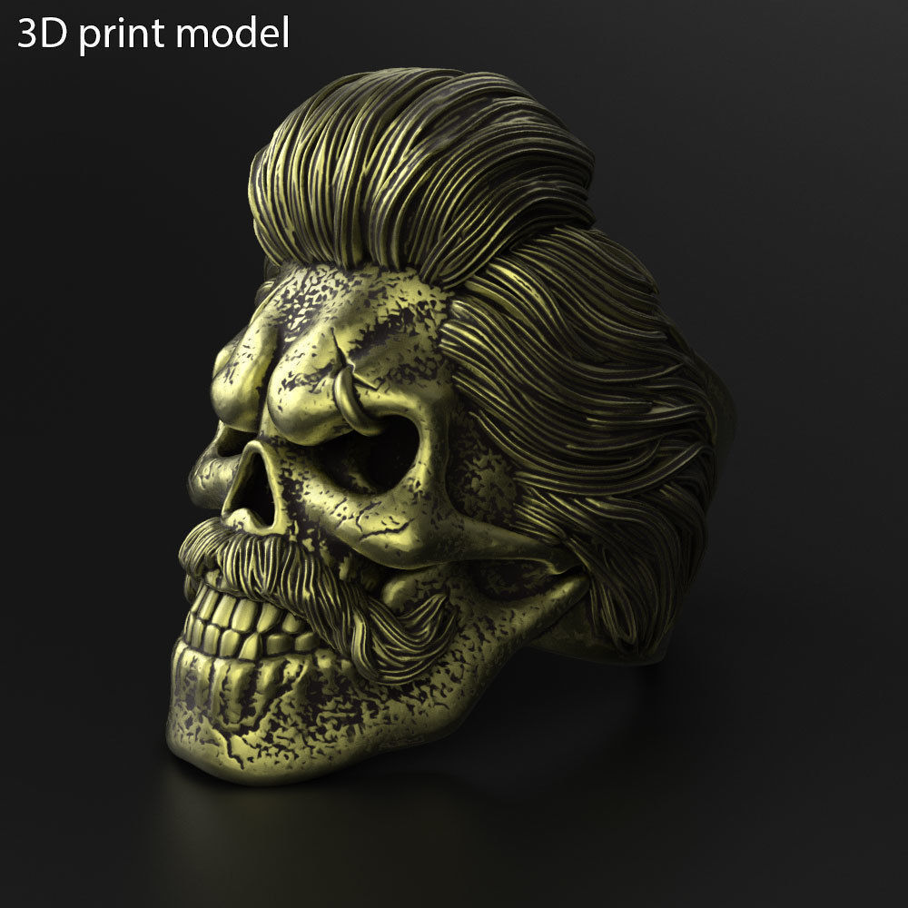 Skull ring bearded vol2 jewelry 3D print model_4