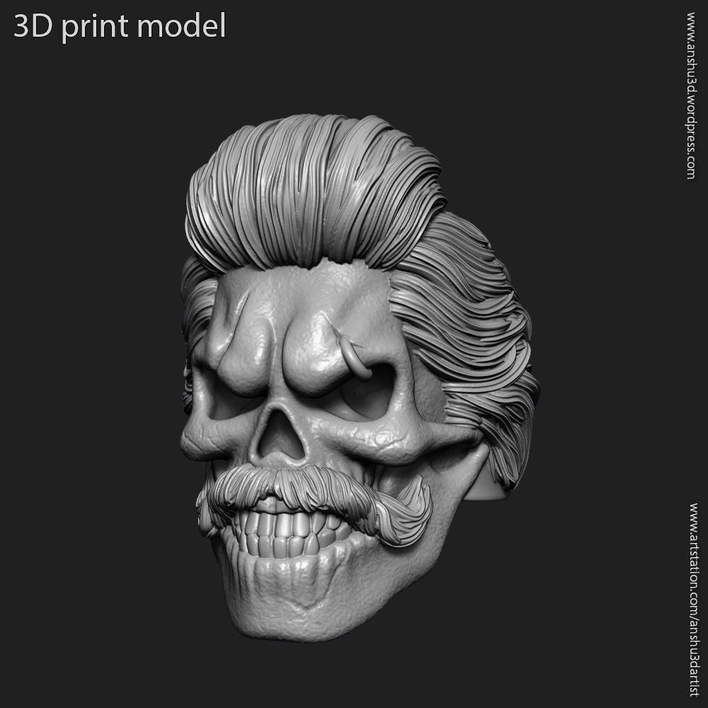 Skull ring bearded vol2 jewelry 3D print model_17