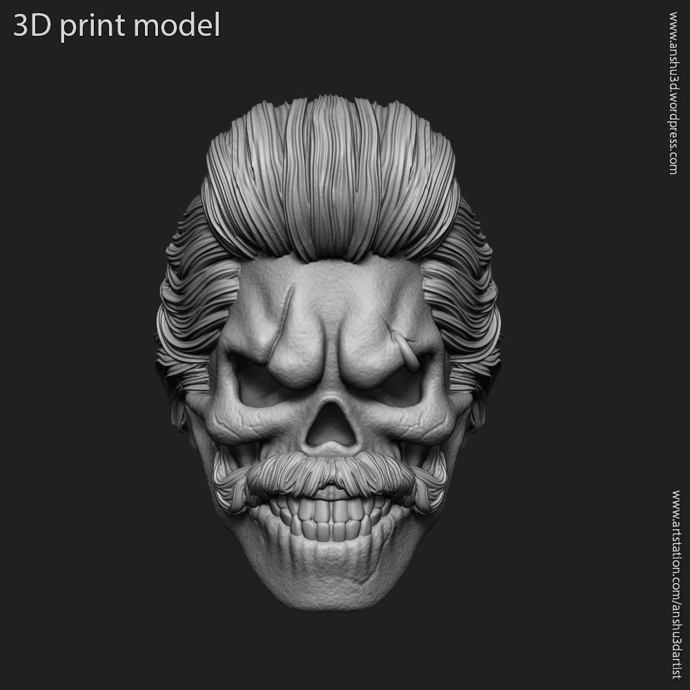 Skull ring bearded vol2 jewelry 3D print model_12