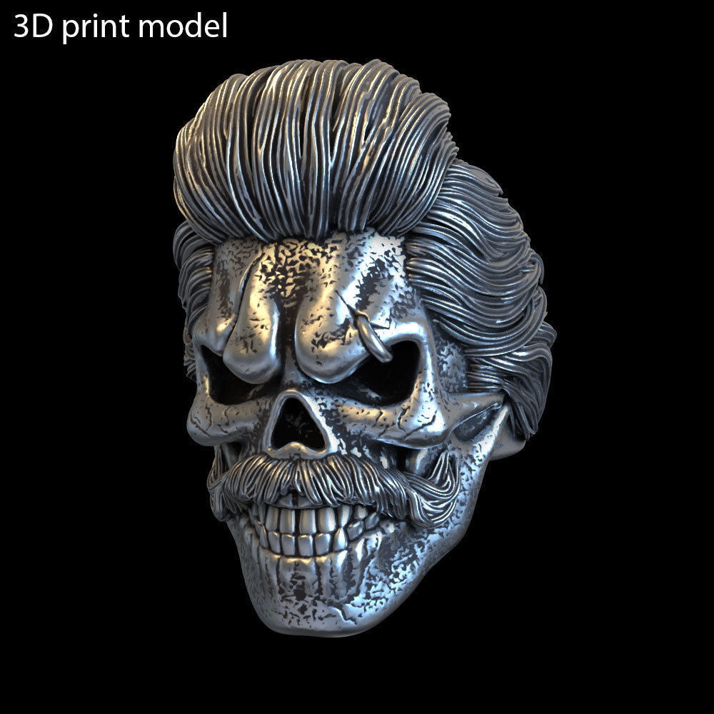Skull ring bearded vol2 jewelry 3D print model_5