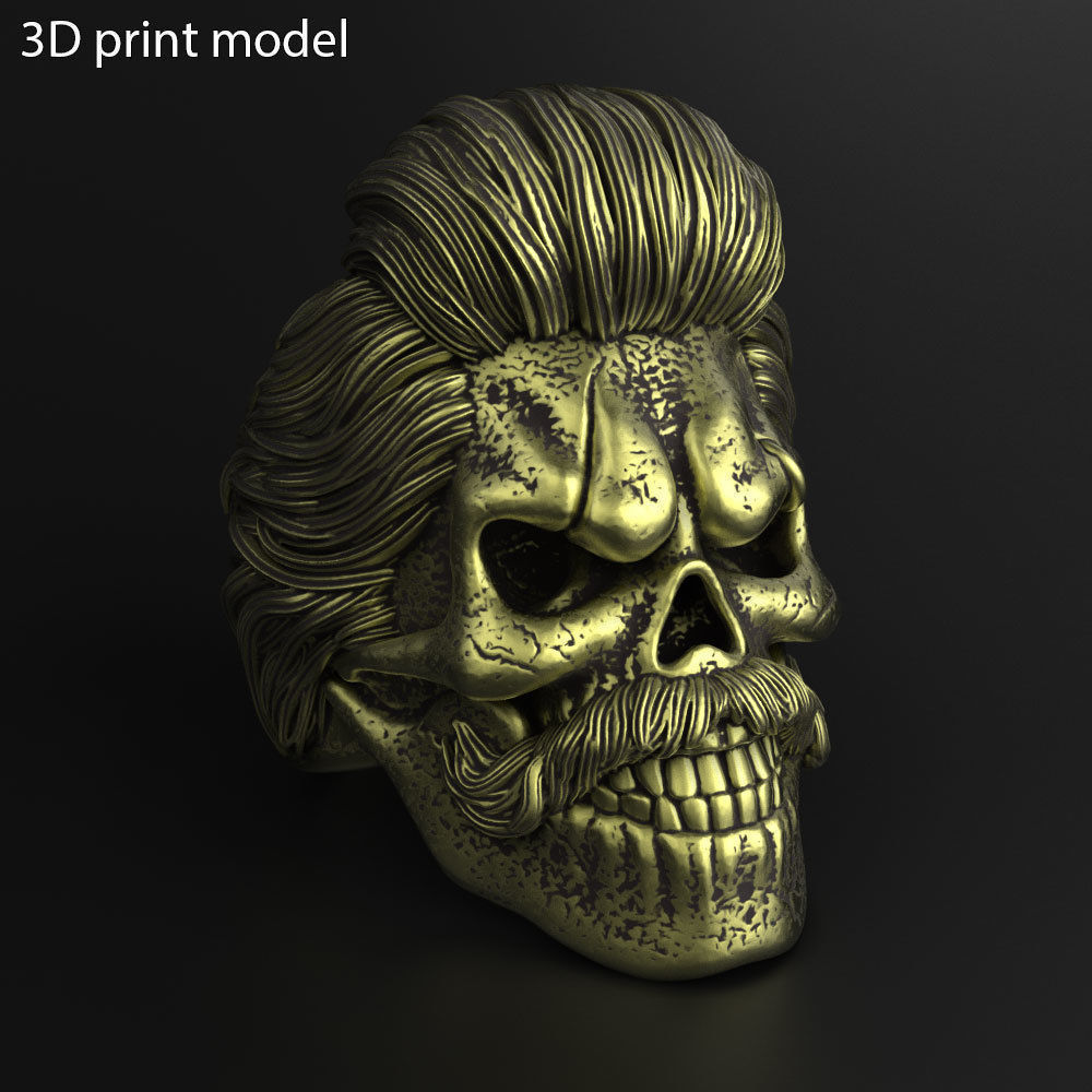 Skull ring bearded vol2 jewelry 3D print model_2