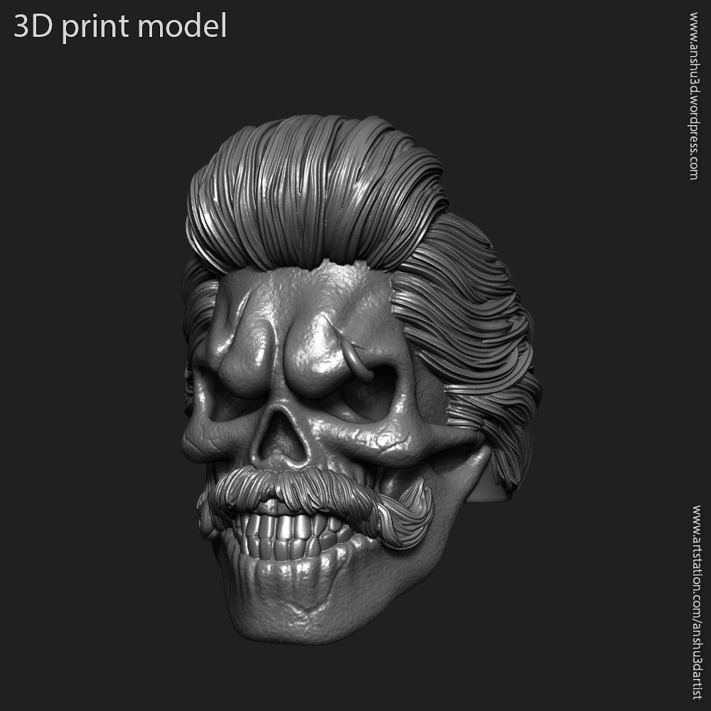 Skull ring bearded vol2 jewelry 3D print model_15