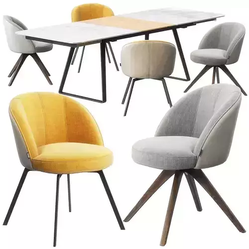 Rolf Benz 629 chair set 3D model