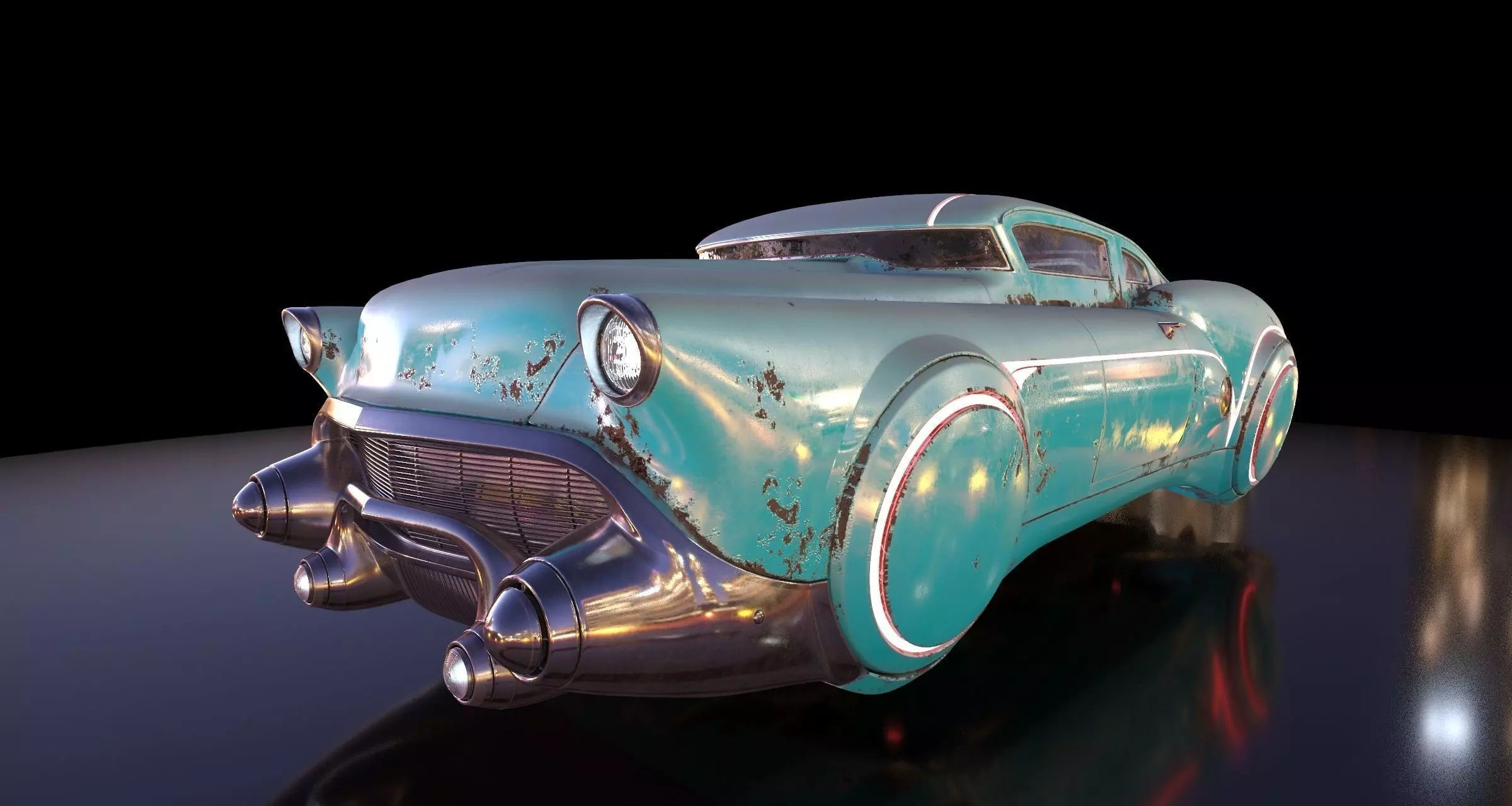 Futuristic flying car 3D model_0